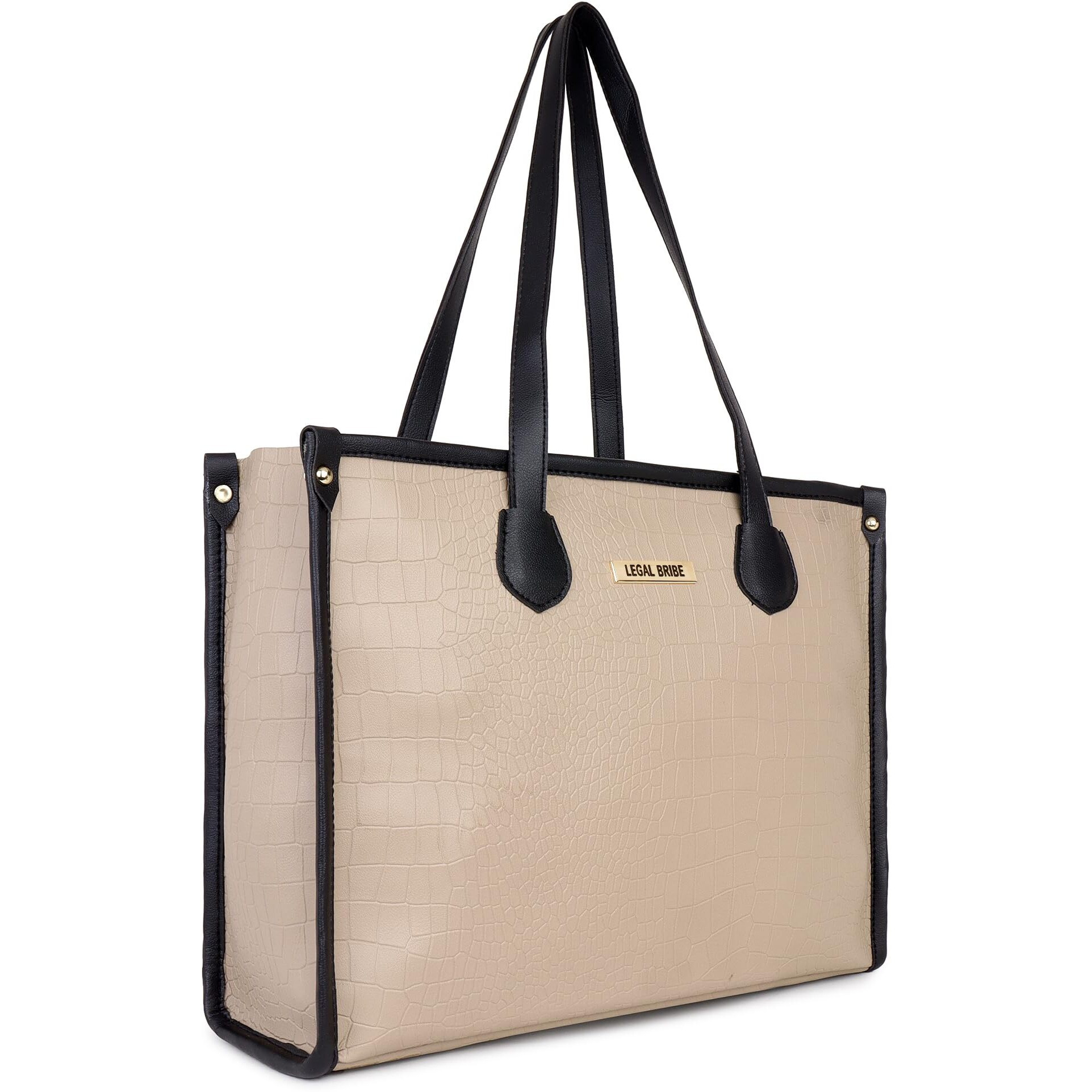 LEGAL BRIBE Crock Style Tote bag (Beige/Black)