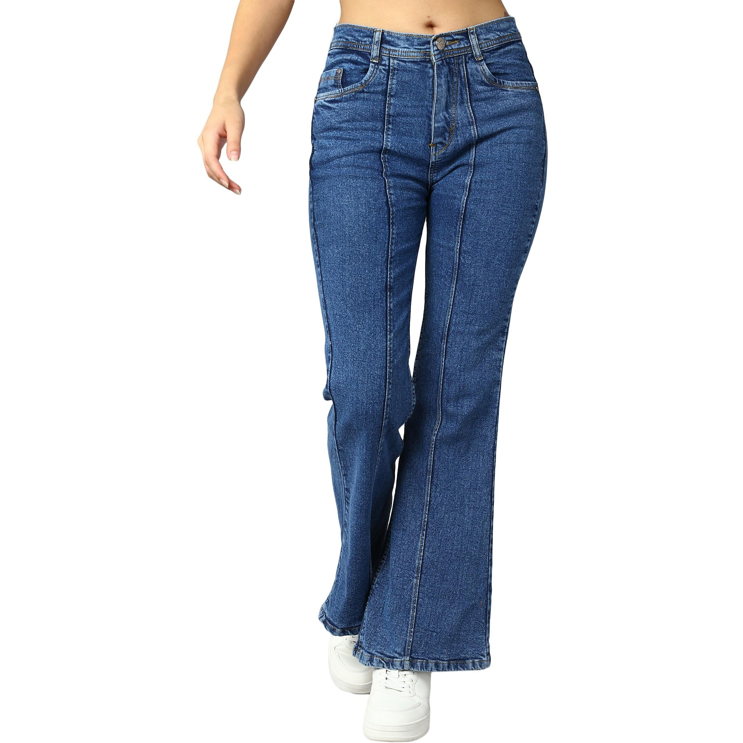 Nifty Women's Denim Wide Leg Jeans (Jean_1452_BTA_28_Medium_Blue_28)