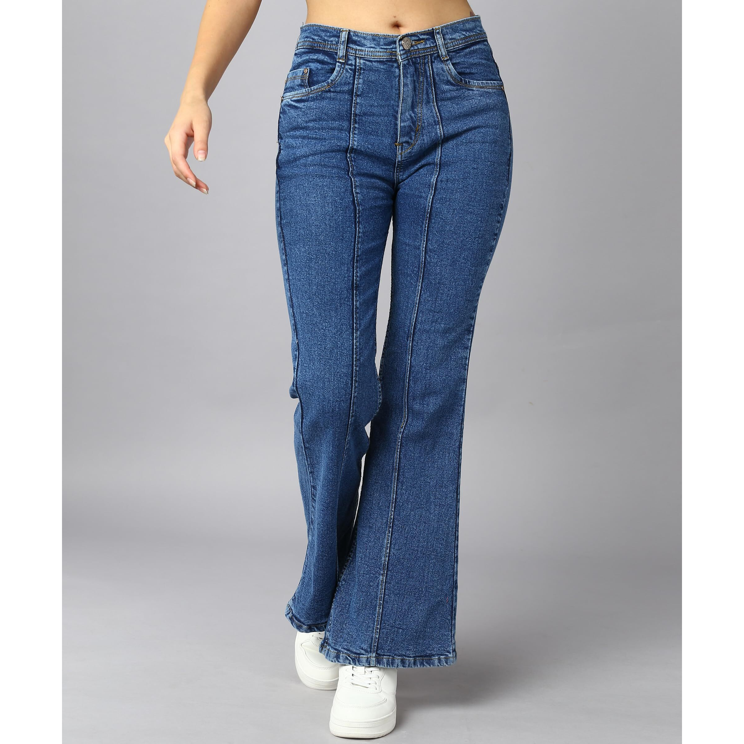 Nifty Women's Denim Wide Leg Jeans (Jean_1452_BTA_28_Medium_Blue_28)