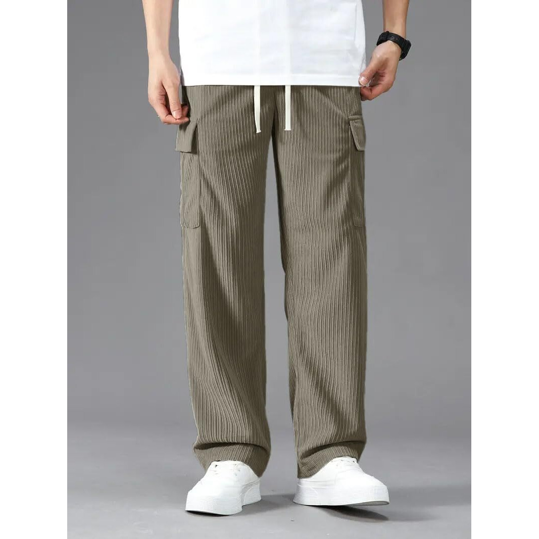 Vogaan Men's Cargo Pants | Corduroy Trousers for Men Loose Fit | Cargos for Men | Men Cargo Trouser (Pista_32)