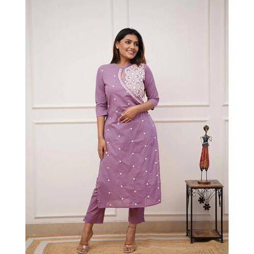 FABNEX Kurta Set for Women | Women Embroidered Kurta Set | Women Kurta Sets Kurtis | Women Kurta Pant Set (K-34-38) (in, Alpha, 2XL, Pink)