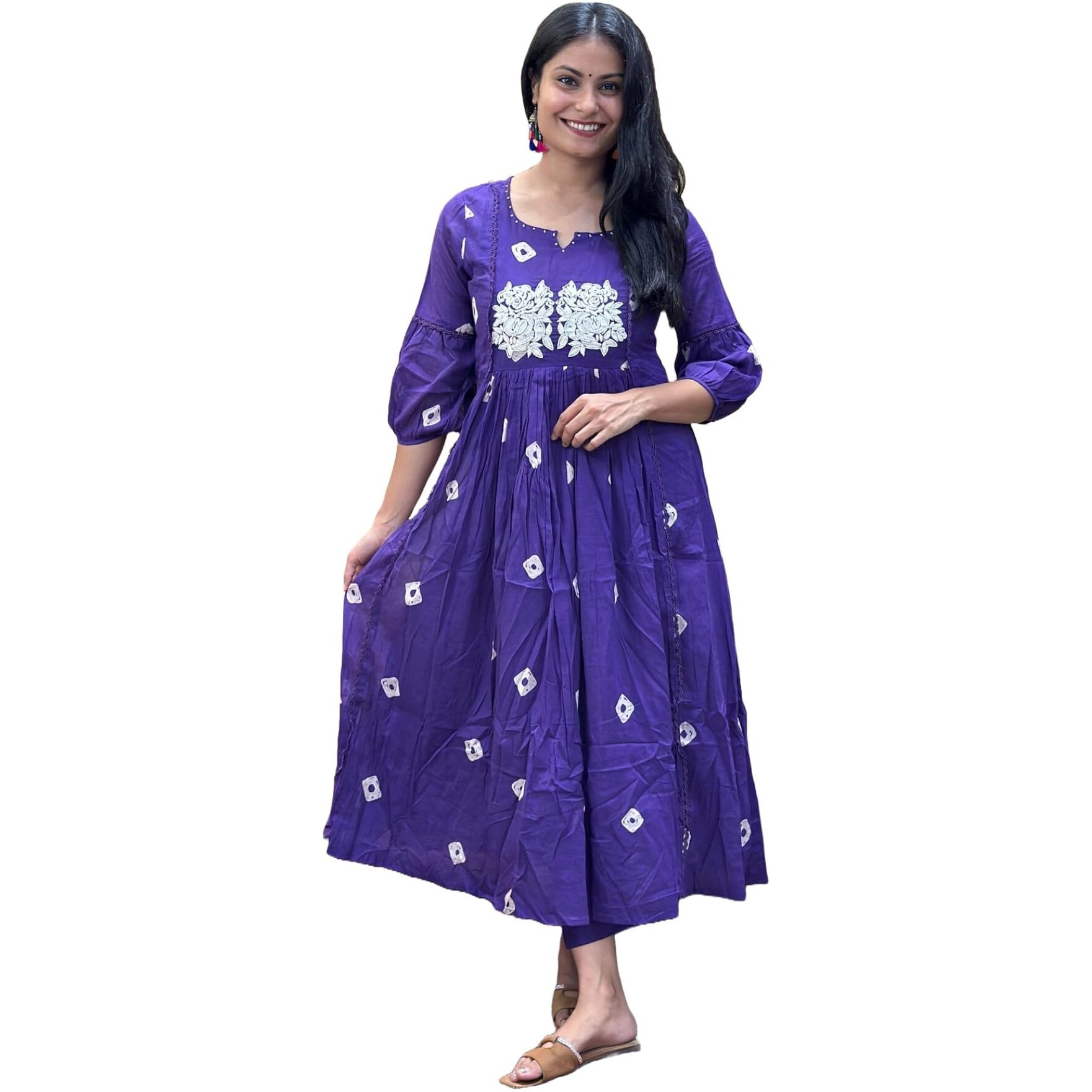 GoSriKi Women's Rayon Blend Anarkali Printed Kurta with Pant (ANVESHI BEGANI-GS_XXL_Begani_XX-Large)