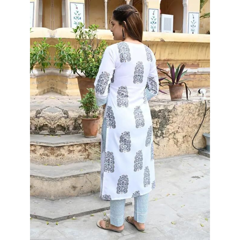 Pinkmint Women's Printed Straight Kurta with Pant & Dupatta Suit ll Festival Wear