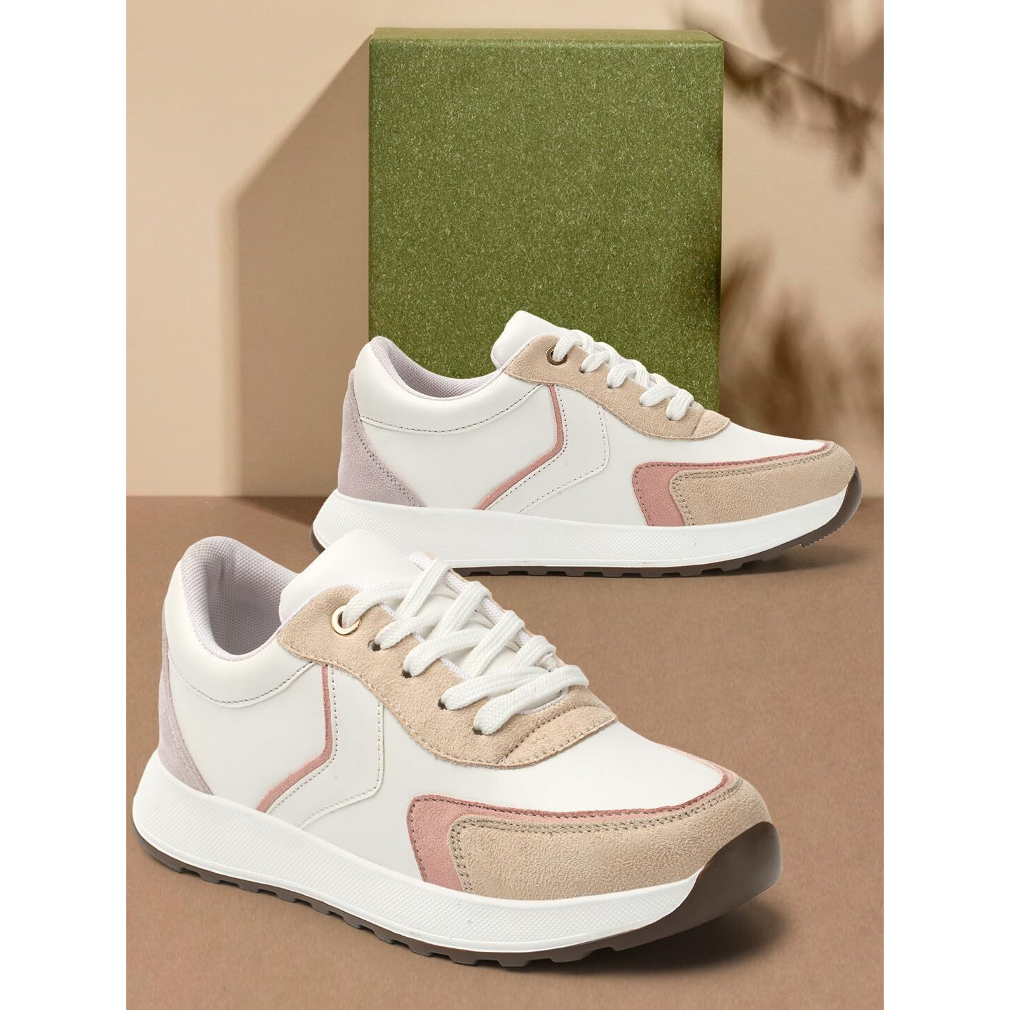 Vendoz Women Casual Shoes White Beige Sneakers - 41 EU