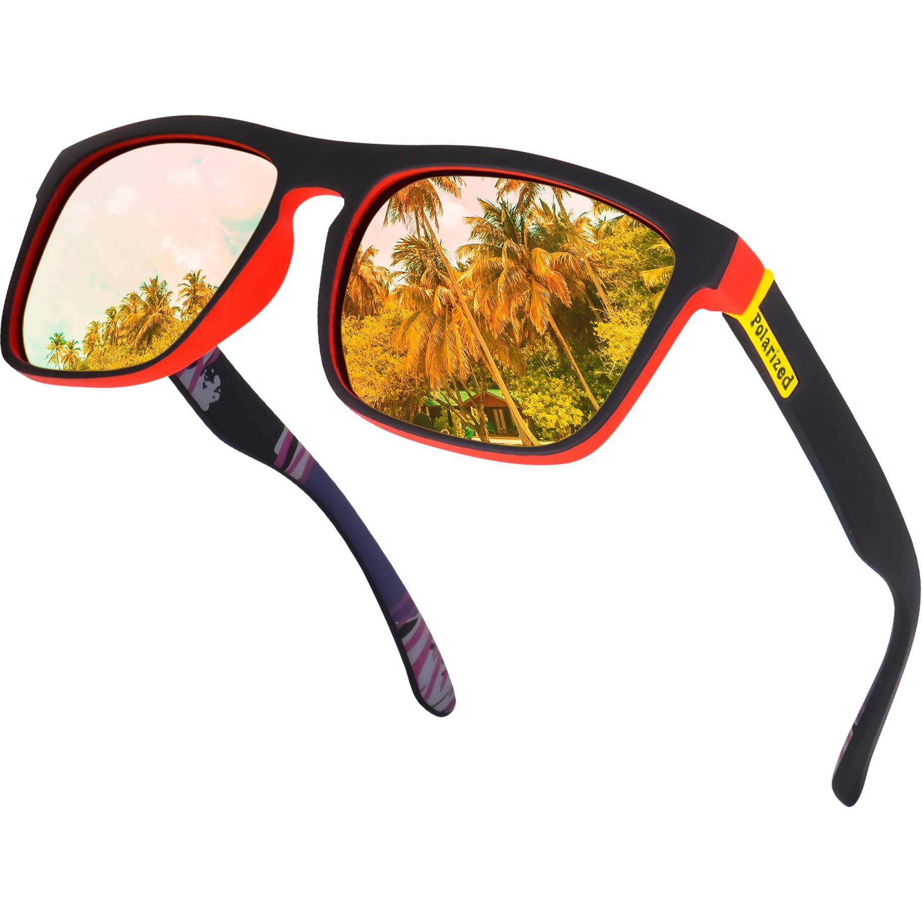 Dervin UV Protected Retro Square Polarized Sunglasses for Men and Women (Yellow Mirror)