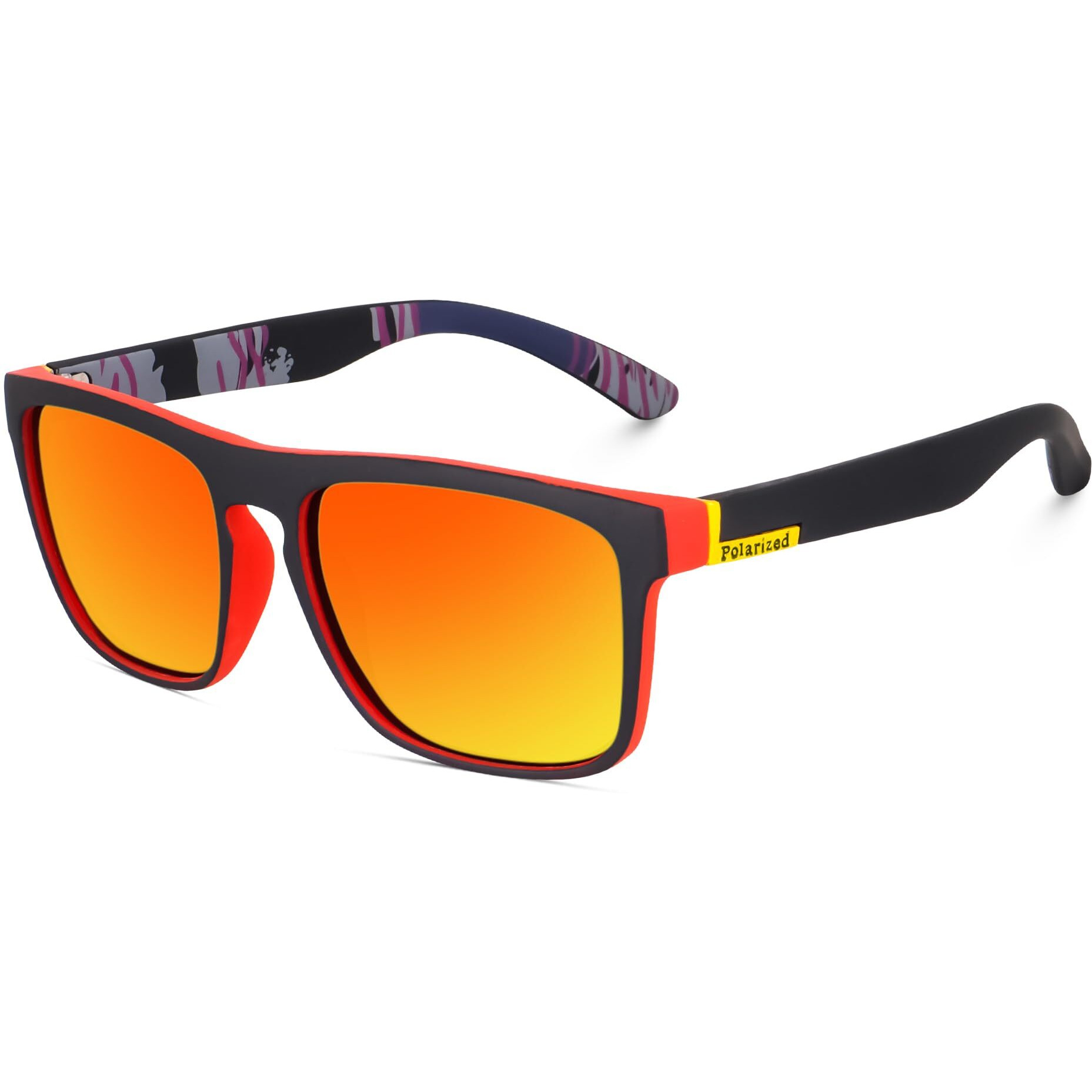 Dervin UV Protected Retro Square Polarized Sunglasses for Men and Women (Yellow Mirror)