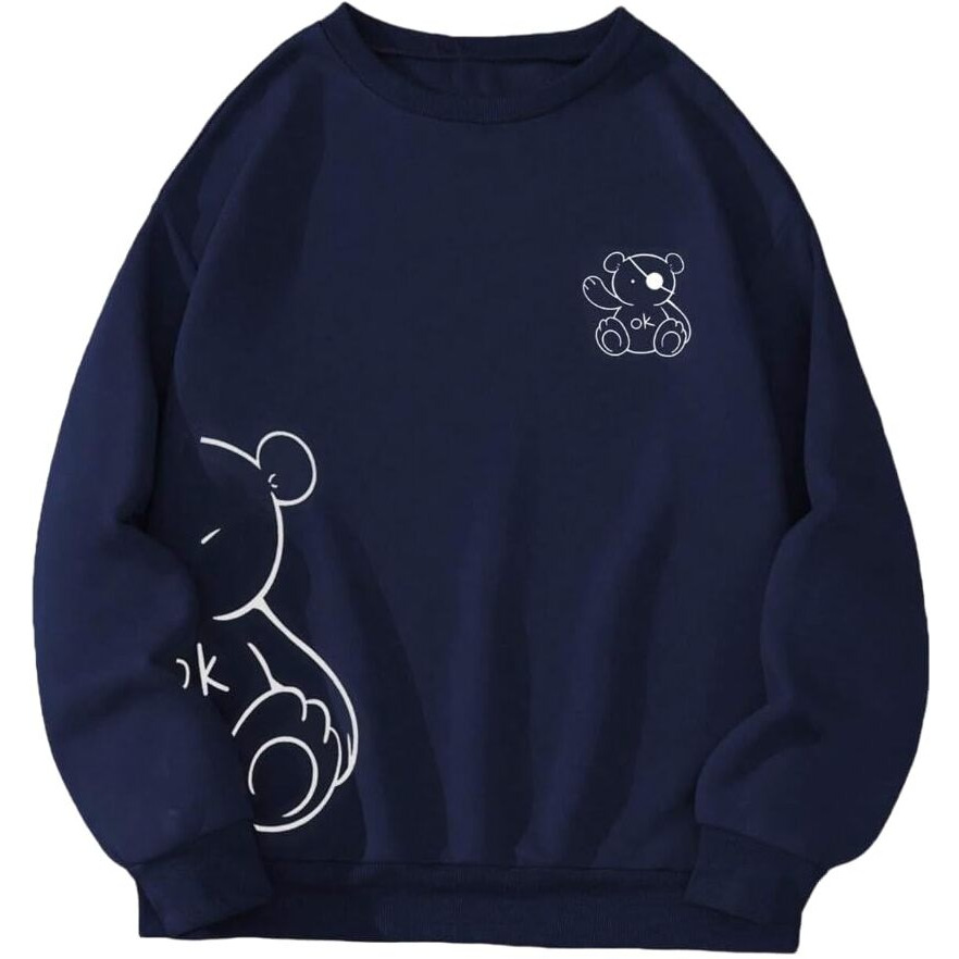 TAGAS Women's Fleece Round Neck Regular Fit Sweatshirt (WSS-1-NAVY-M_Navy Blue_Medium)