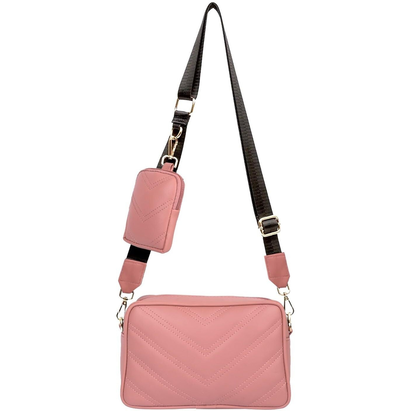 ADISA Women's Girls Cross Body Sling Bag with Pouch (D. Pink)