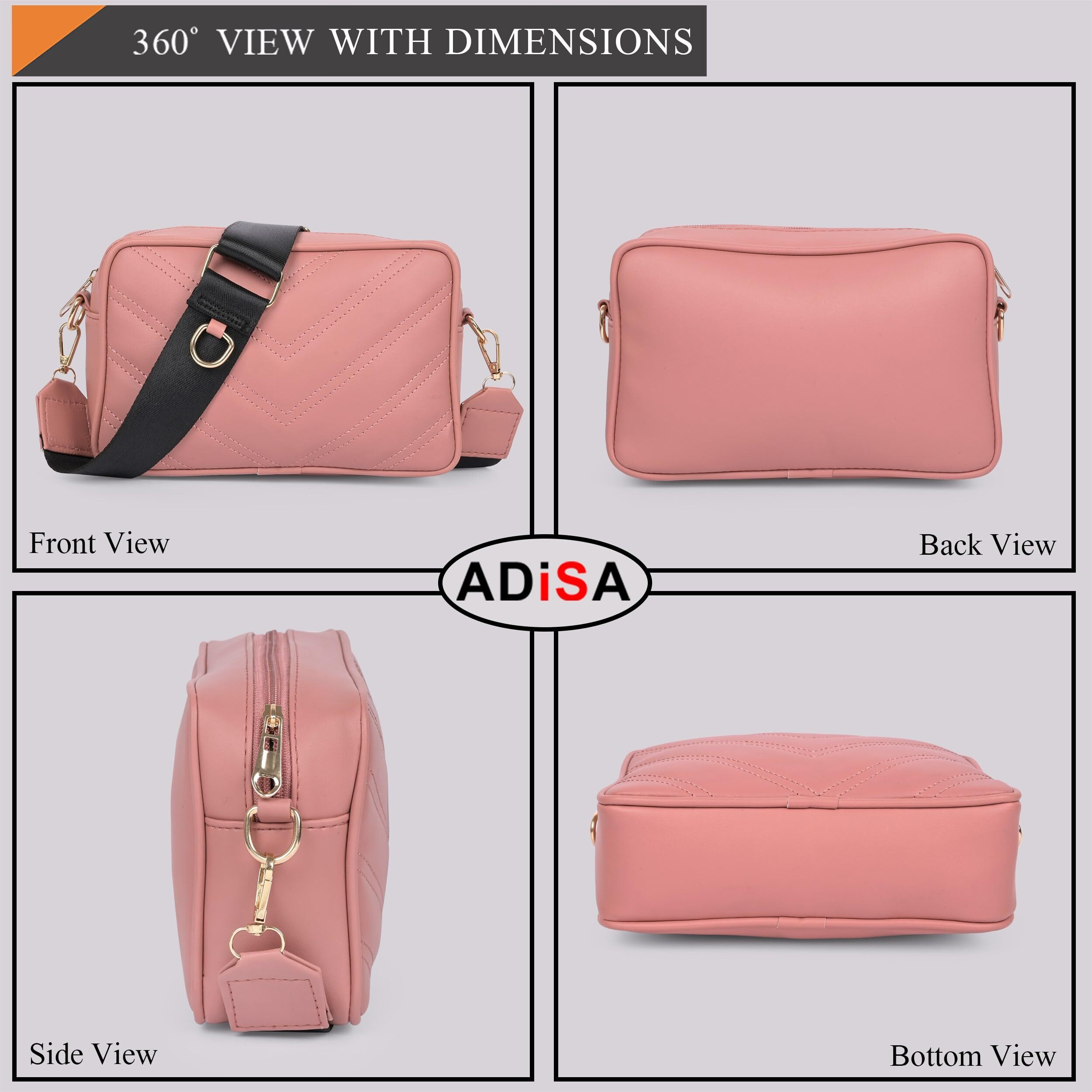 ADISA Women's Girls Cross Body Sling Bag with Pouch (D. Pink)
