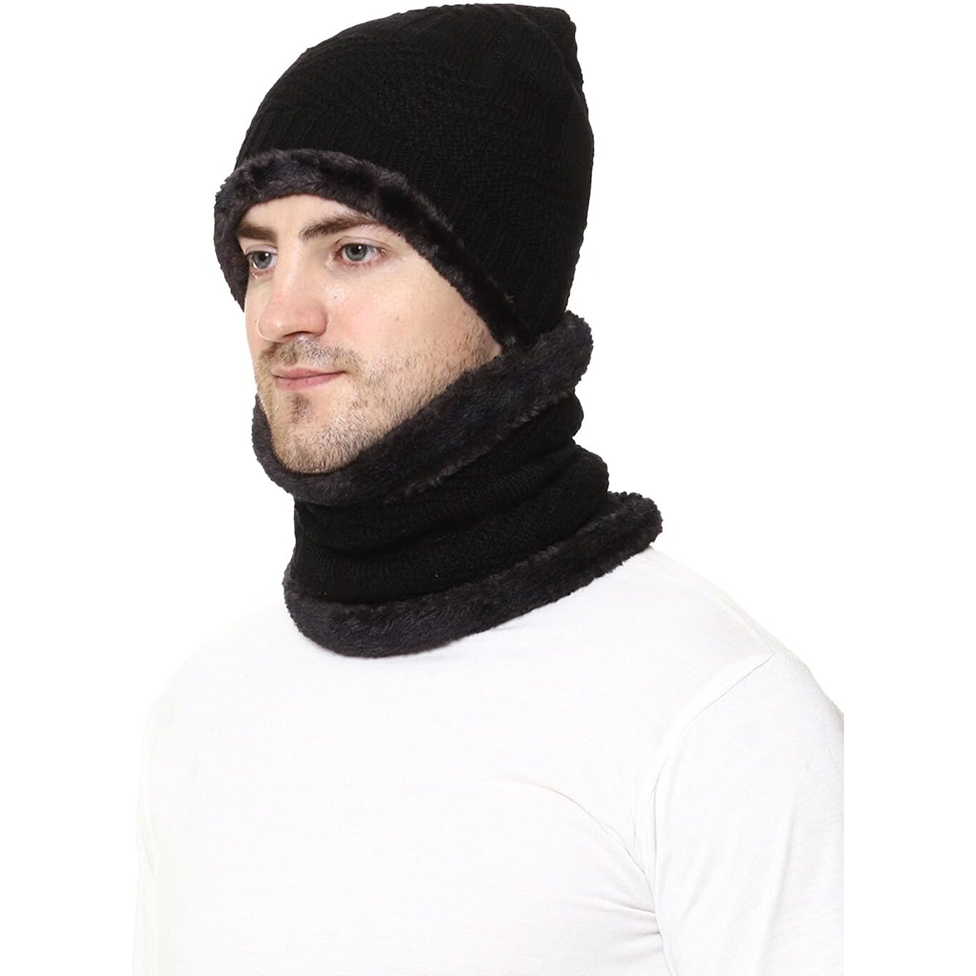 Weavers Villa Wool Beanie Cap & Muffler for Mens & Women, Free Size