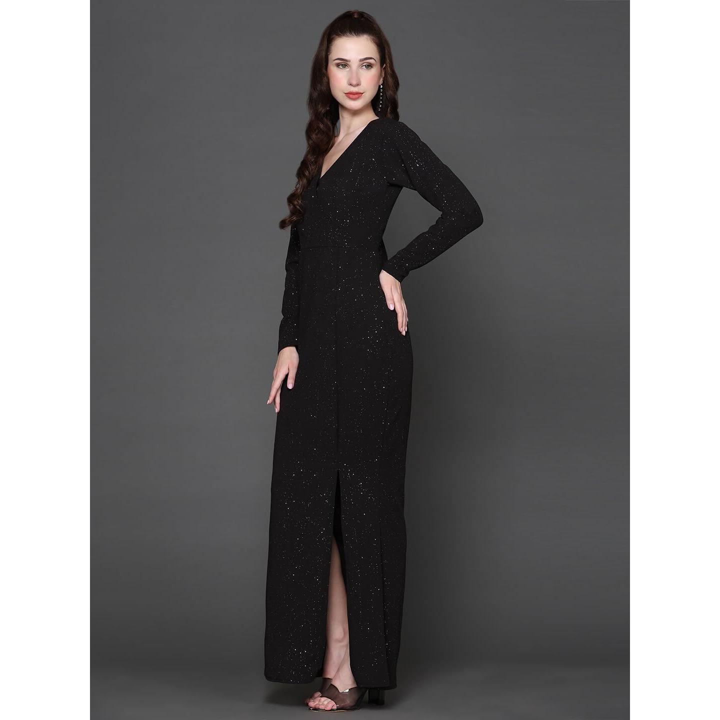 Ziva Fashion Women's Cotton Blend Bodycon Maxi Cocktail Dress (WES-SSVS5-BLACK-S_Black