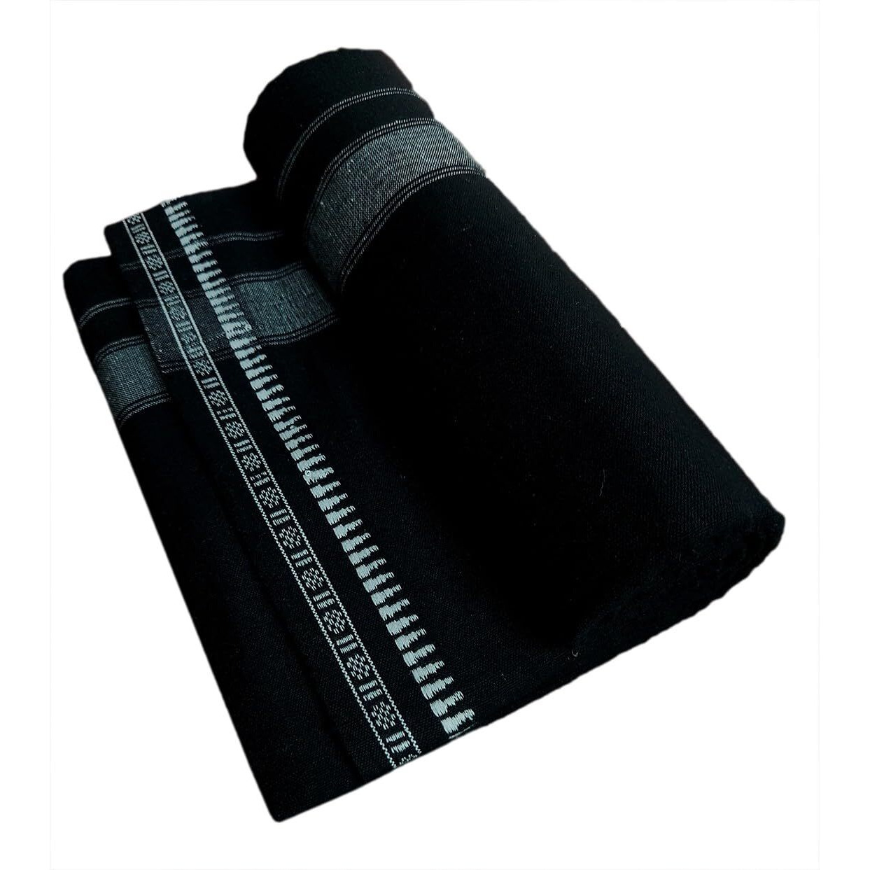 PRAKASAM COTTON Mens Single (1.28 X 2.00 mtrs) Colour Thalapathi Border Dhoti/fine quality Single Dhoti (Black)