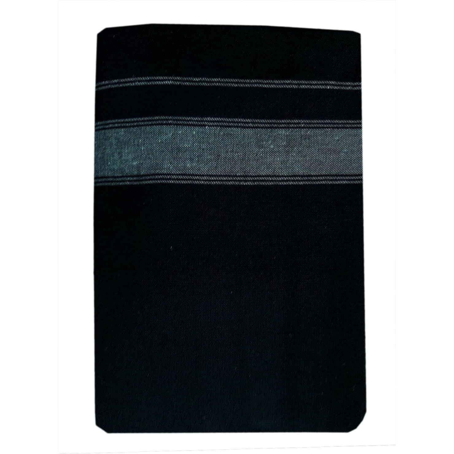 PRAKASAM COTTON Mens Single (1.28 X 2.00 mtrs) Colour Thalapathi Border Dhoti/fine quality Single Dhoti (Black)