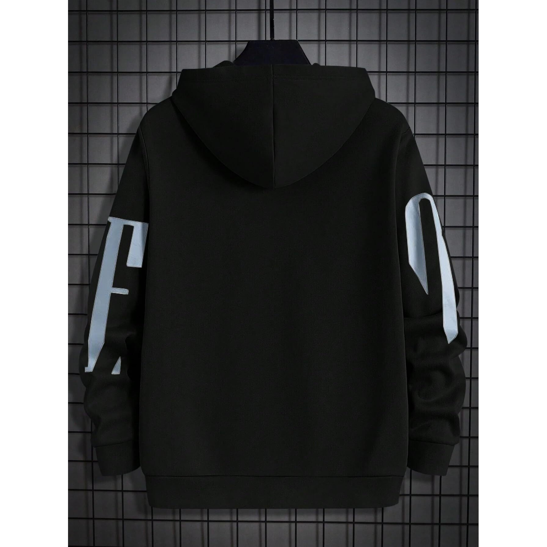 TAGAS Men's Hoodied Sweatshirt Wave Print Drawstring Detail || Fleece Regular Fit Sweatshirt || Men Hoodies ||XXL Black