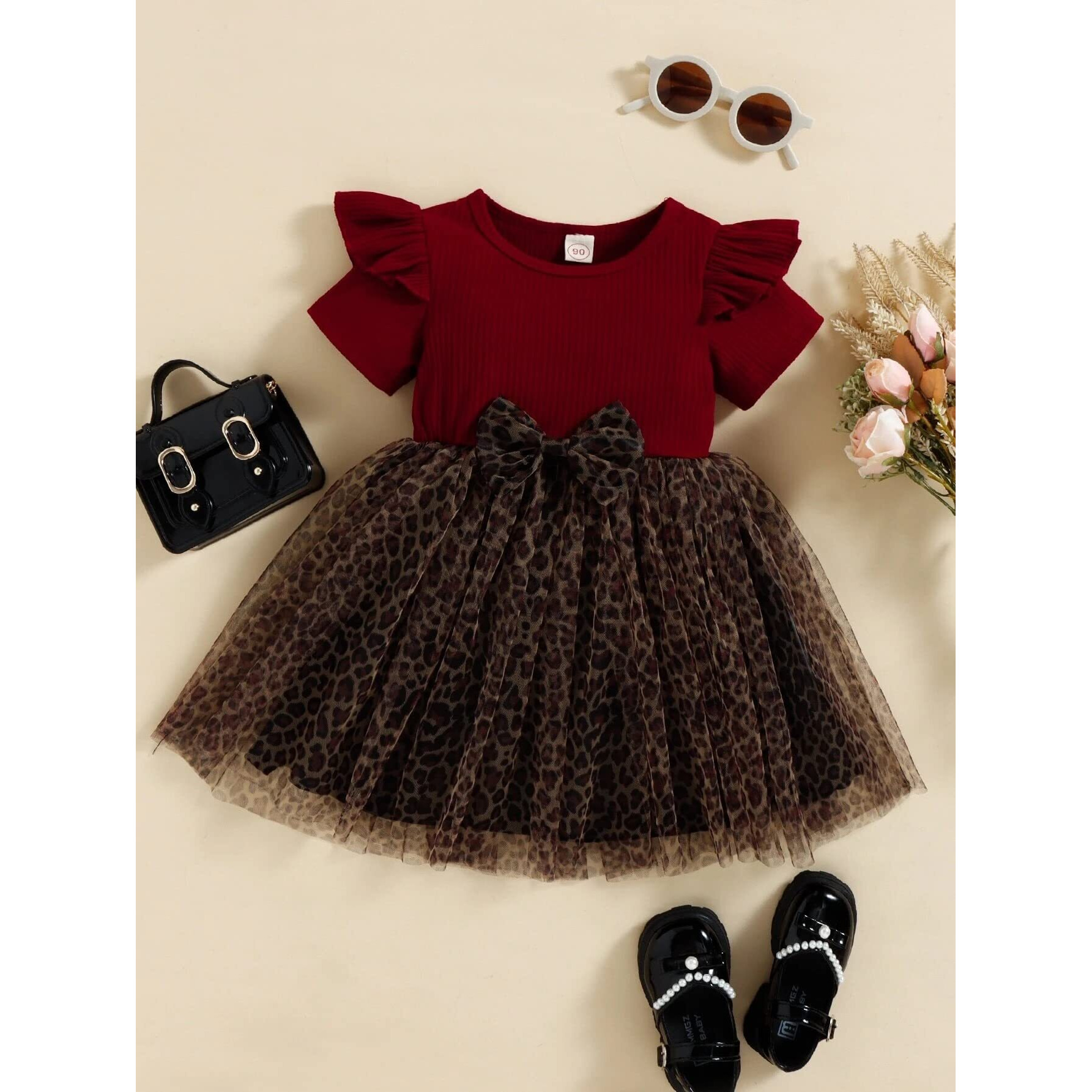 TAGAS Girl's Polyester Blend A-Line Knee-Length Dress (KD-204_Red_4 5 Years)