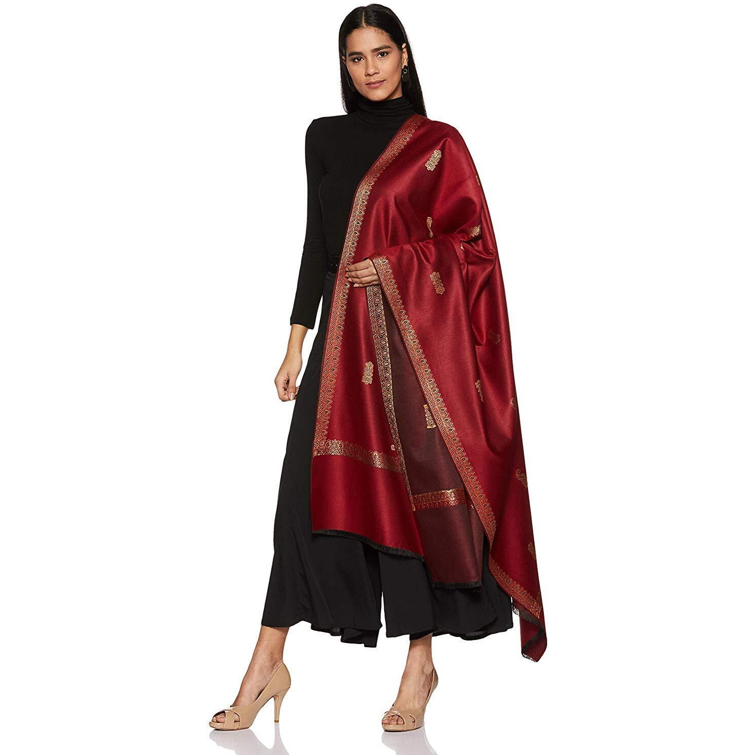 Weavers Villa - Women's Beautiful Maroon Shawls, Stoles (Maroon), 100cm X 200cm