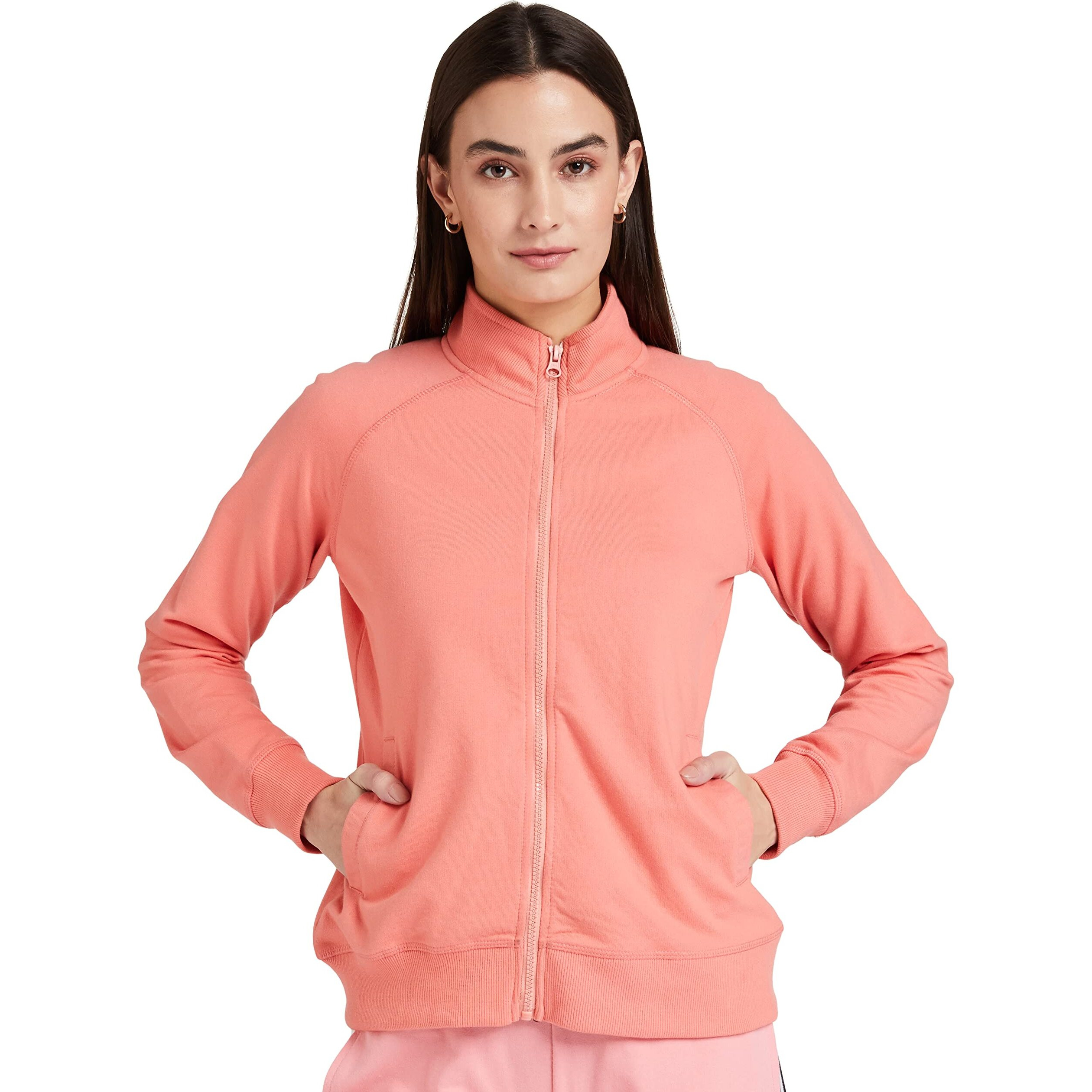 Amazon Brand - Symbol Women's Regular Cotton Blend Hooded and Crew Neck Sweatshirt(AW18WNSSW04_Candle Pink_Large_Candle Pink_L)