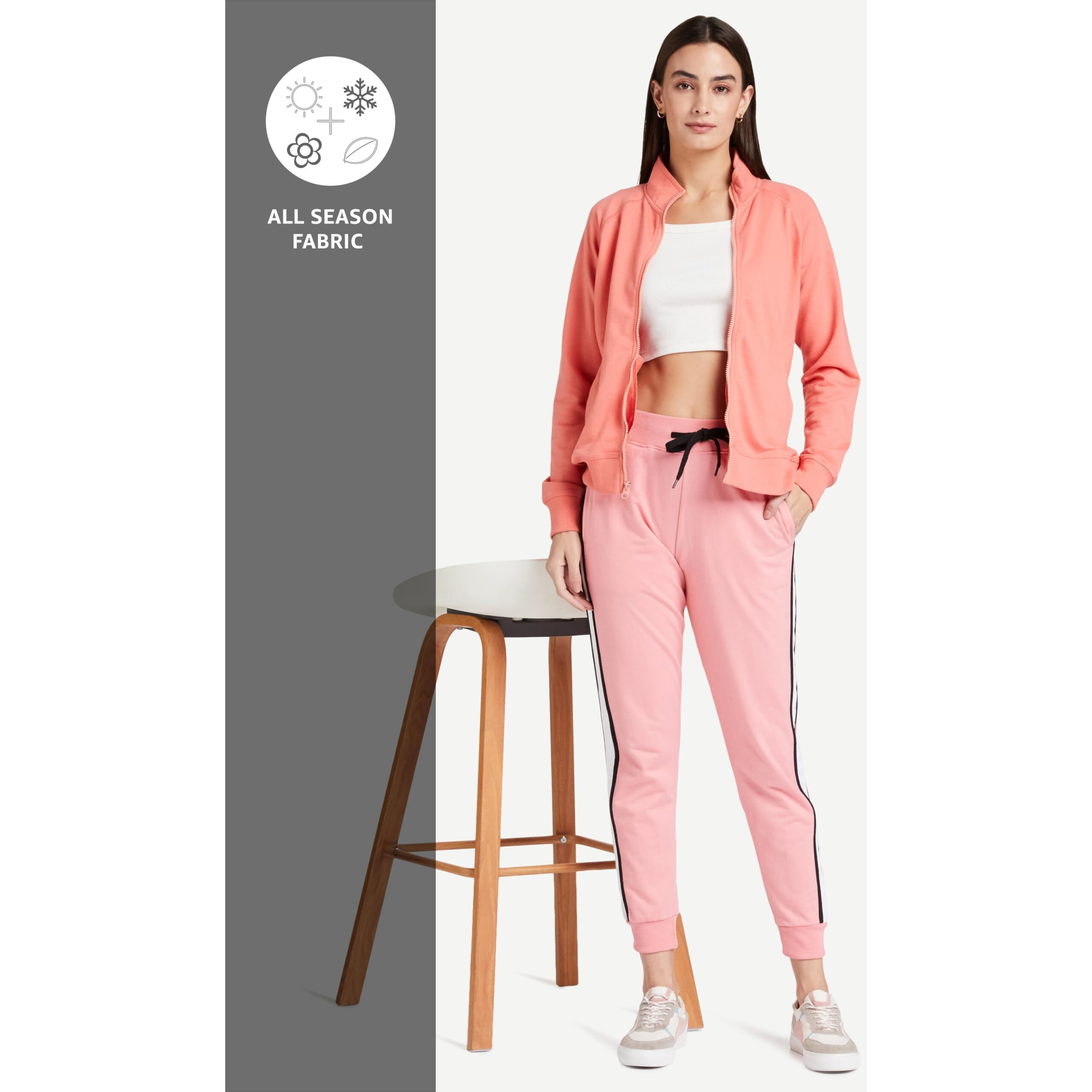 Amazon Brand - Symbol Women's Regular Cotton Blend Hooded and Crew Neck Sweatshirt(AW18WNSSW04_Candle Pink_Large_Candle Pink_L)