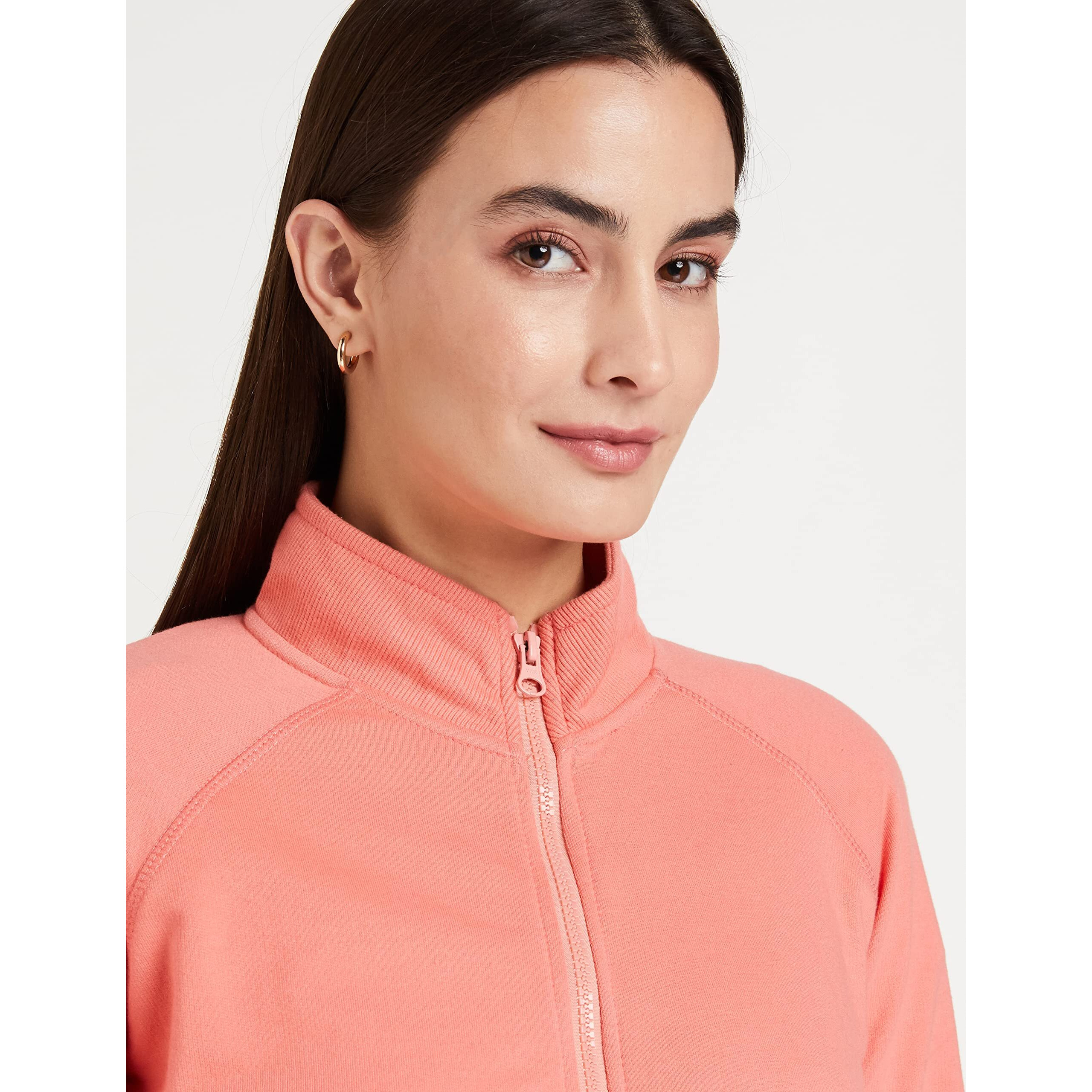 Amazon Brand - Symbol Women's Regular Cotton Blend Hooded and Crew Neck Sweatshirt(AW18WNSSW04_Candle Pink_Large_Candle Pink_L)