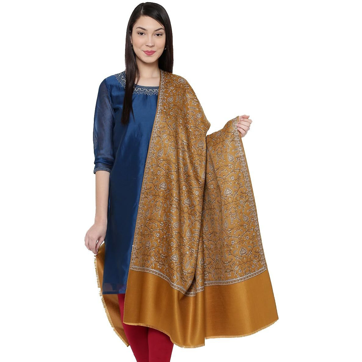 Weavers Villa Women's Shawl, 100cm X 200cm (Mustard)