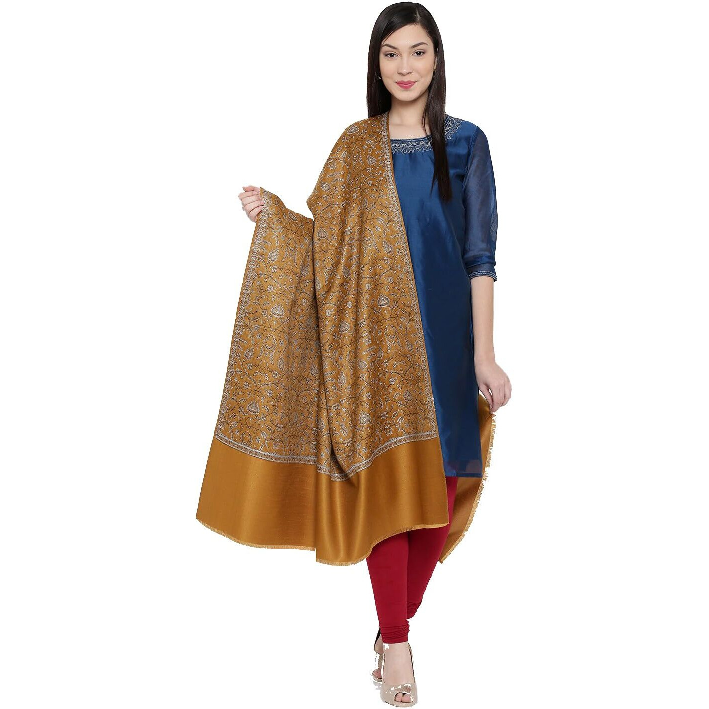 Weavers Villa Women's Shawl, 100cm X 200cm (Mustard)