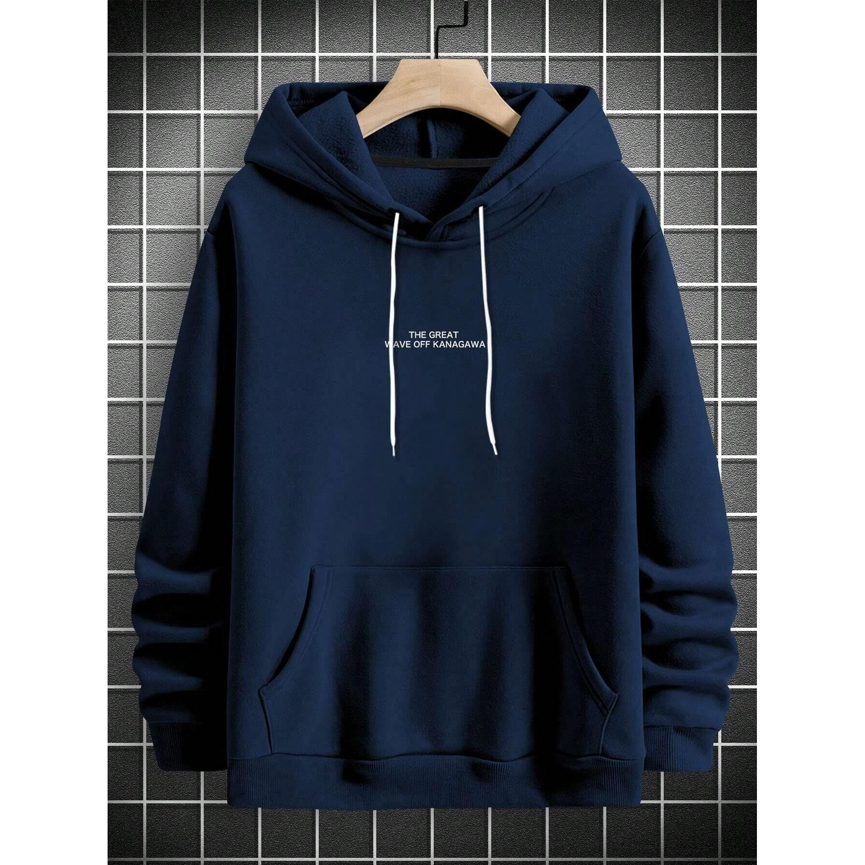 TAGAS Men's Fleece Neck Hooded Regular Fit Sweatshirt (MH-8012-NAVY Blue, X_Large, Navy)