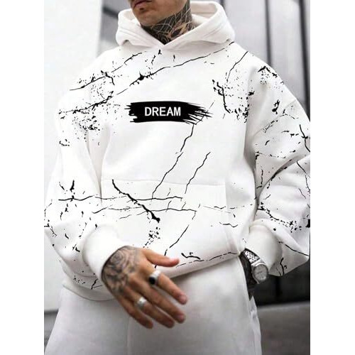 JVX Unisex-Adult Wool Blend Neck Hooded Regular Fit Sweatshirt (HOODIE-01_White, X_Large)