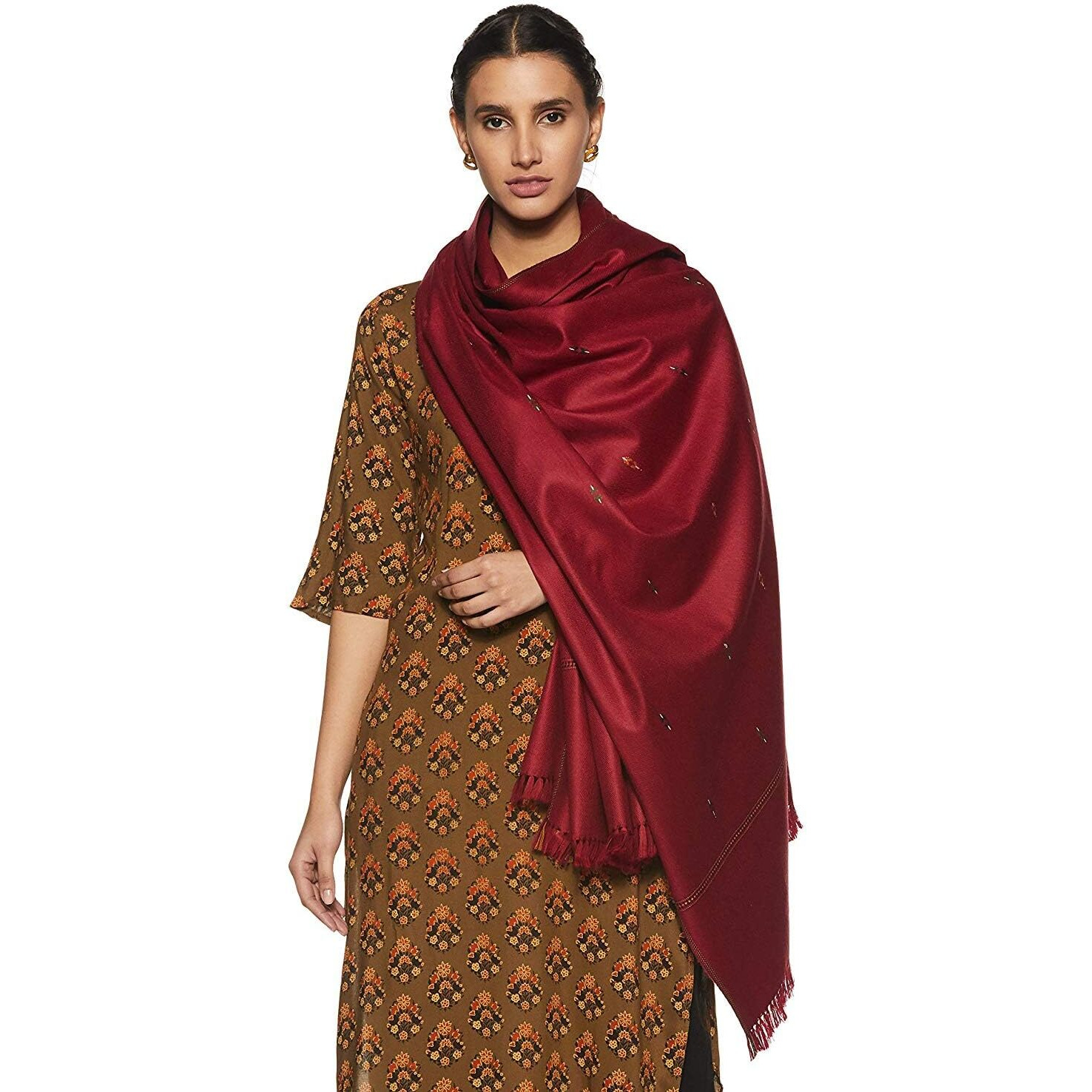 Weavers Villa Women's Shawl (Maroon), 100cm X 200cm