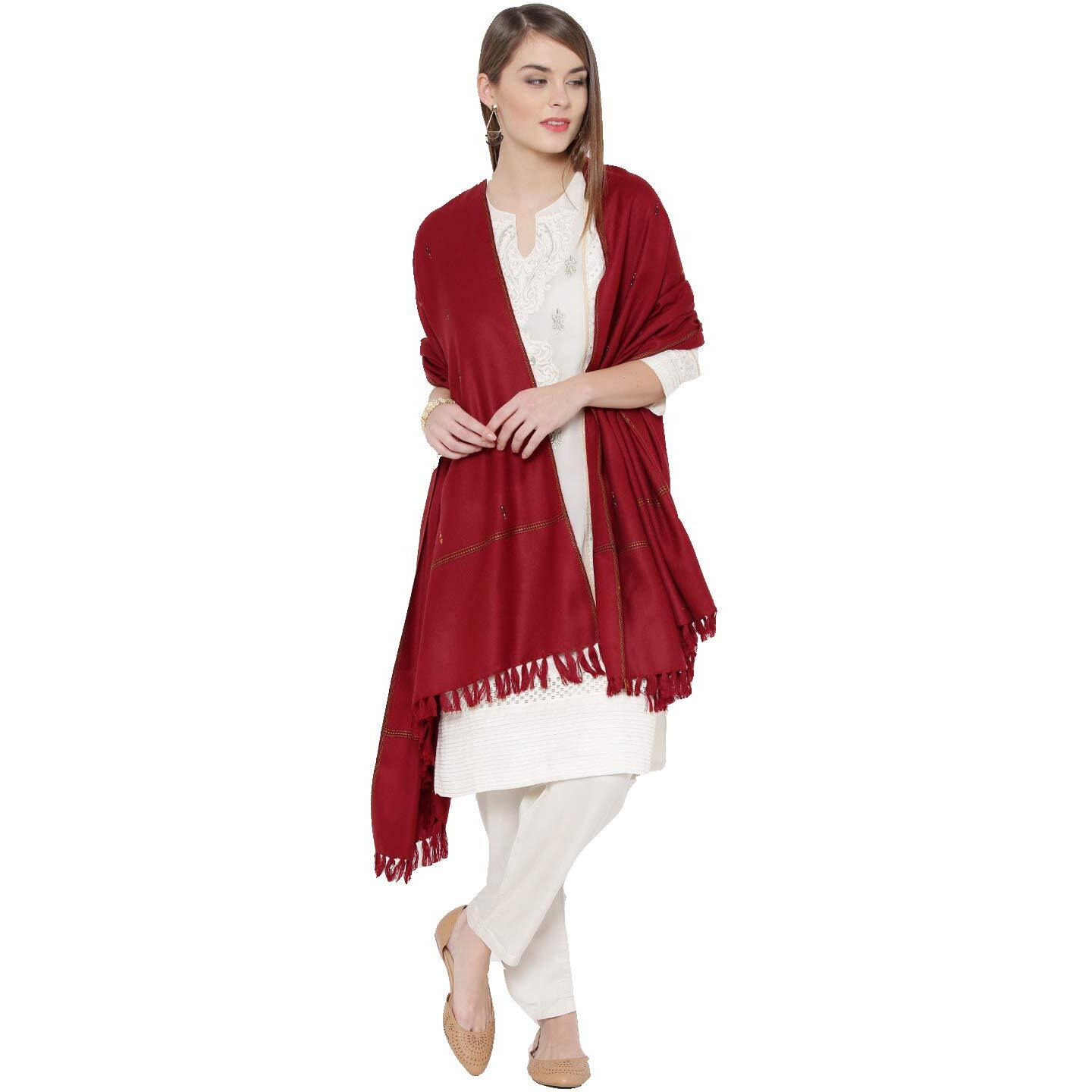 Weavers Villa Women's Shawl (Maroon), 100cm X 200cm