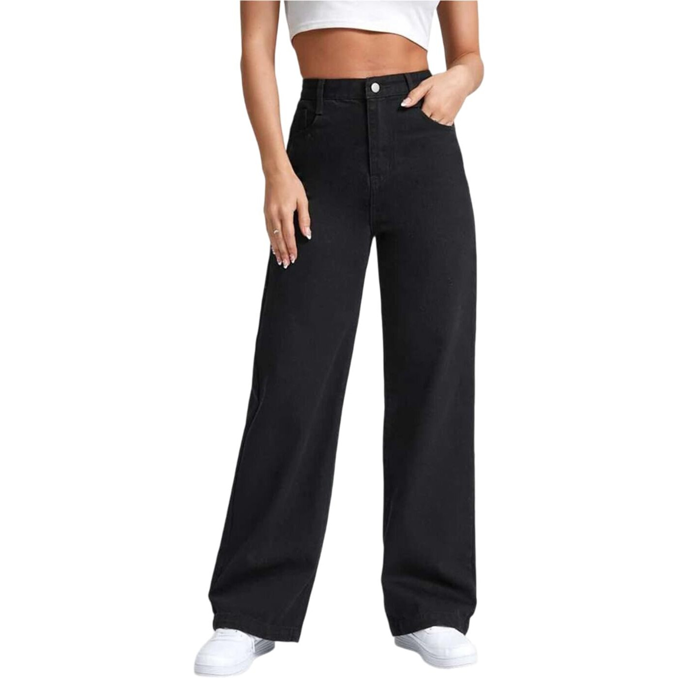 KOTTY Women's Solid High Rise Stylish Looking Comfortable Stretchable Jeans(Black,30)