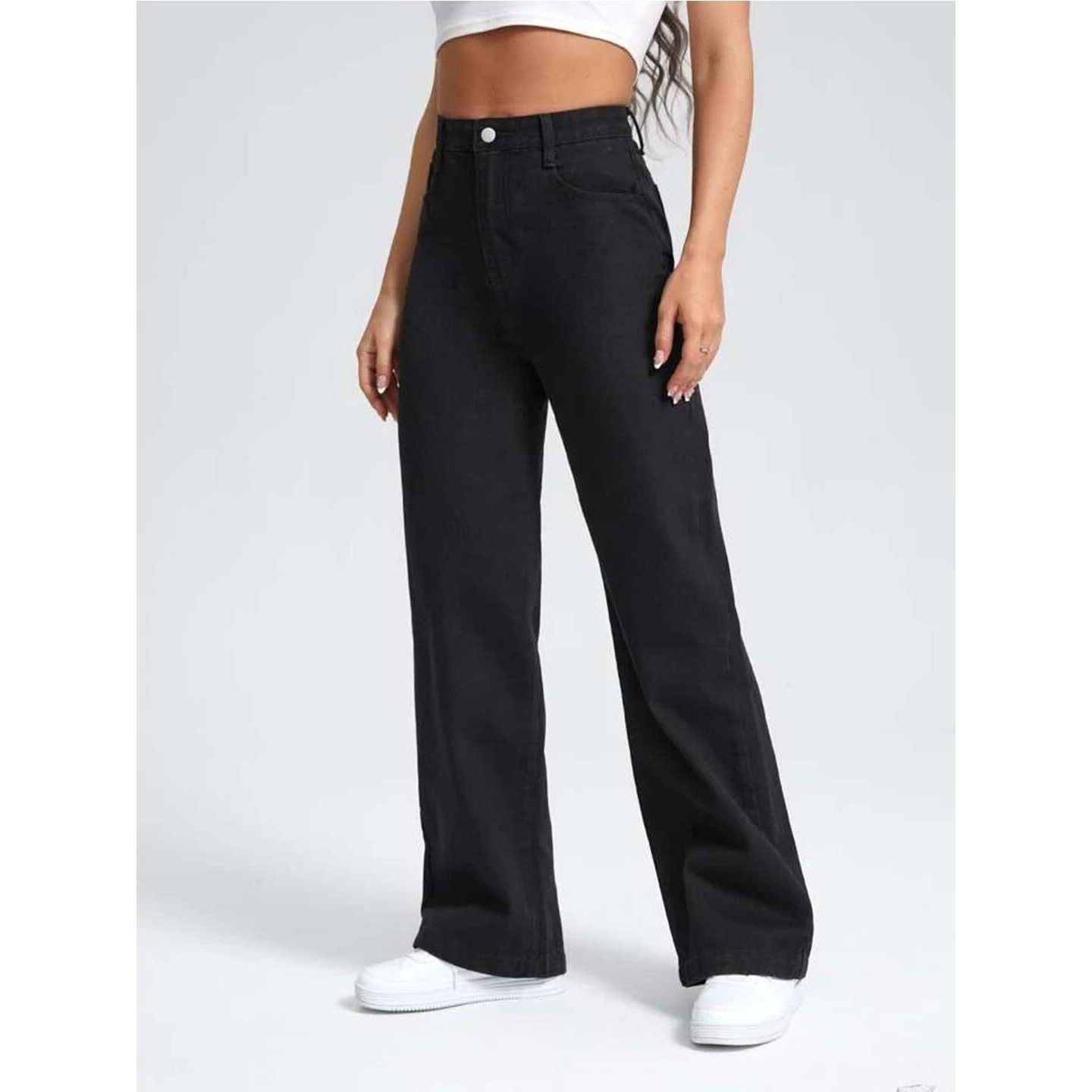 KOTTY Women's Solid High Rise Stylish Looking Comfortable Stretchable Jeans(Black,30)