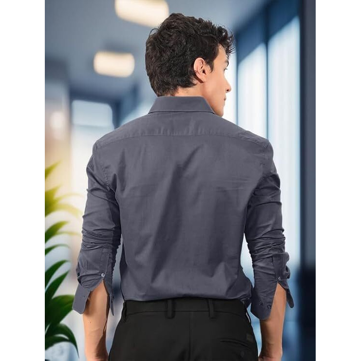Pinkmint Cotton Soild Combo Men Shirt Formmal Wear Office Wear Regular Fit Shirt Grey-Purple