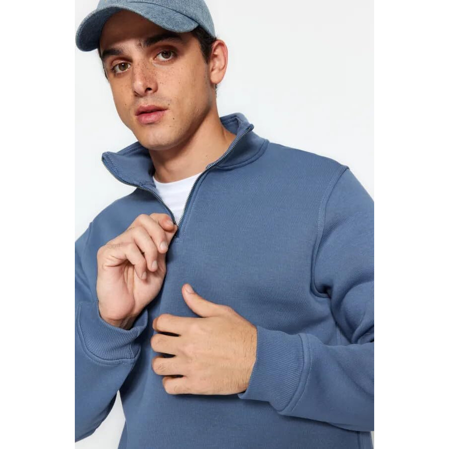 TAGAS Men's Regular Fit Half-Zip Sweatshirt || Sweatshirt for Mens || MSS-6-BLUE-XL
