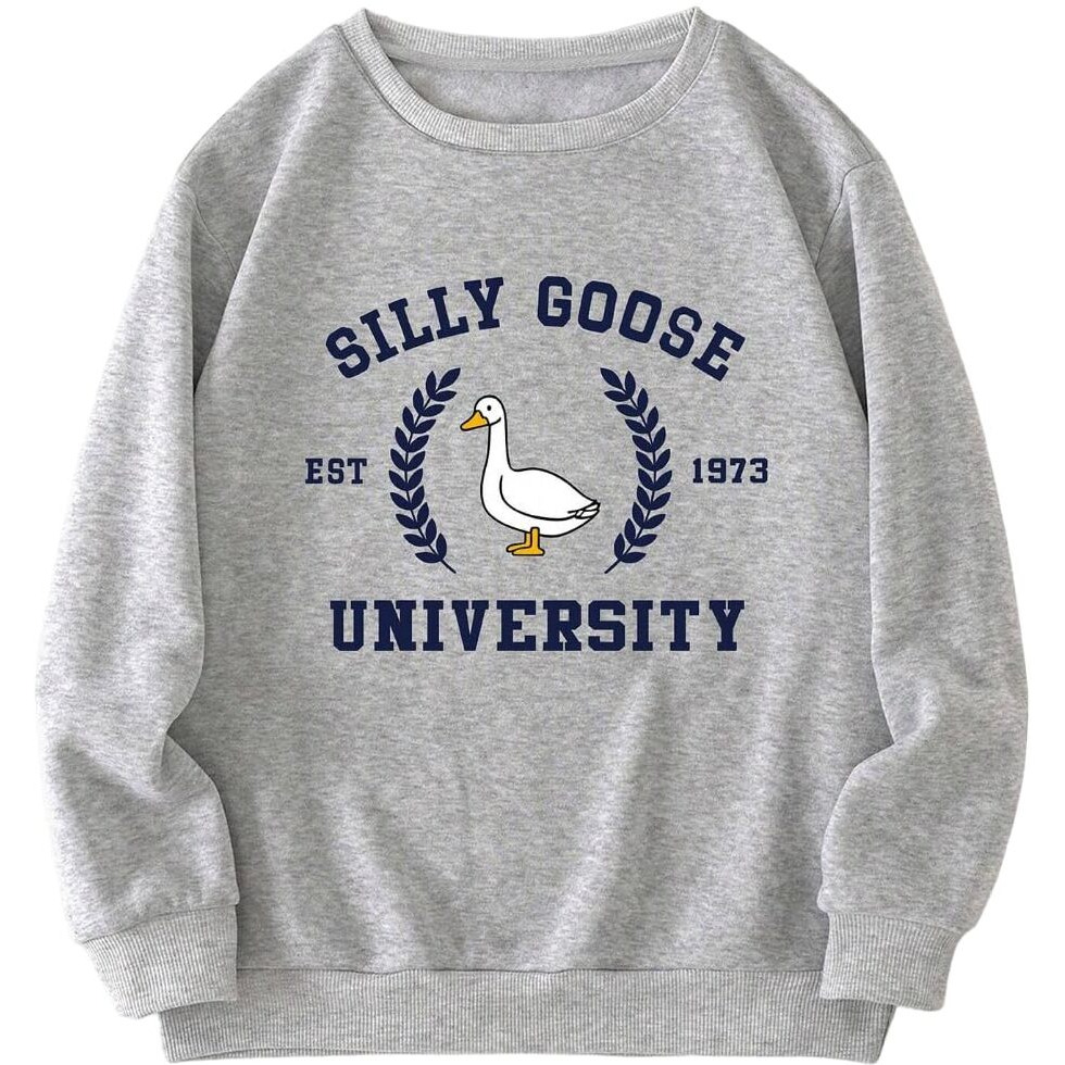 TAGAS Women's Fleece Round Neck Regular Fit Sweatshirt (WSS-2-DUCK-GREY-XXL_Grey_2XL)
