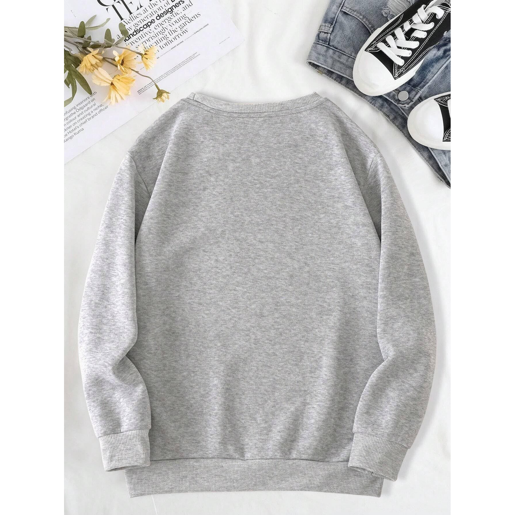 TAGAS Women's Fleece Round Neck Regular Fit Sweatshirt (WSS-2-DUCK-GREY-XXL_Grey_2XL)