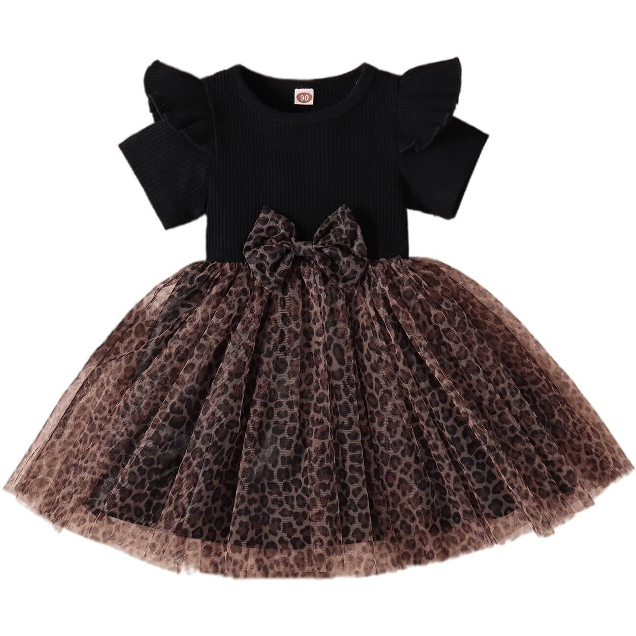 TAGAS Girl's Polyester Blend A-Line Knee-Length Dress (KD-204_Black_12 Months-24 Months)