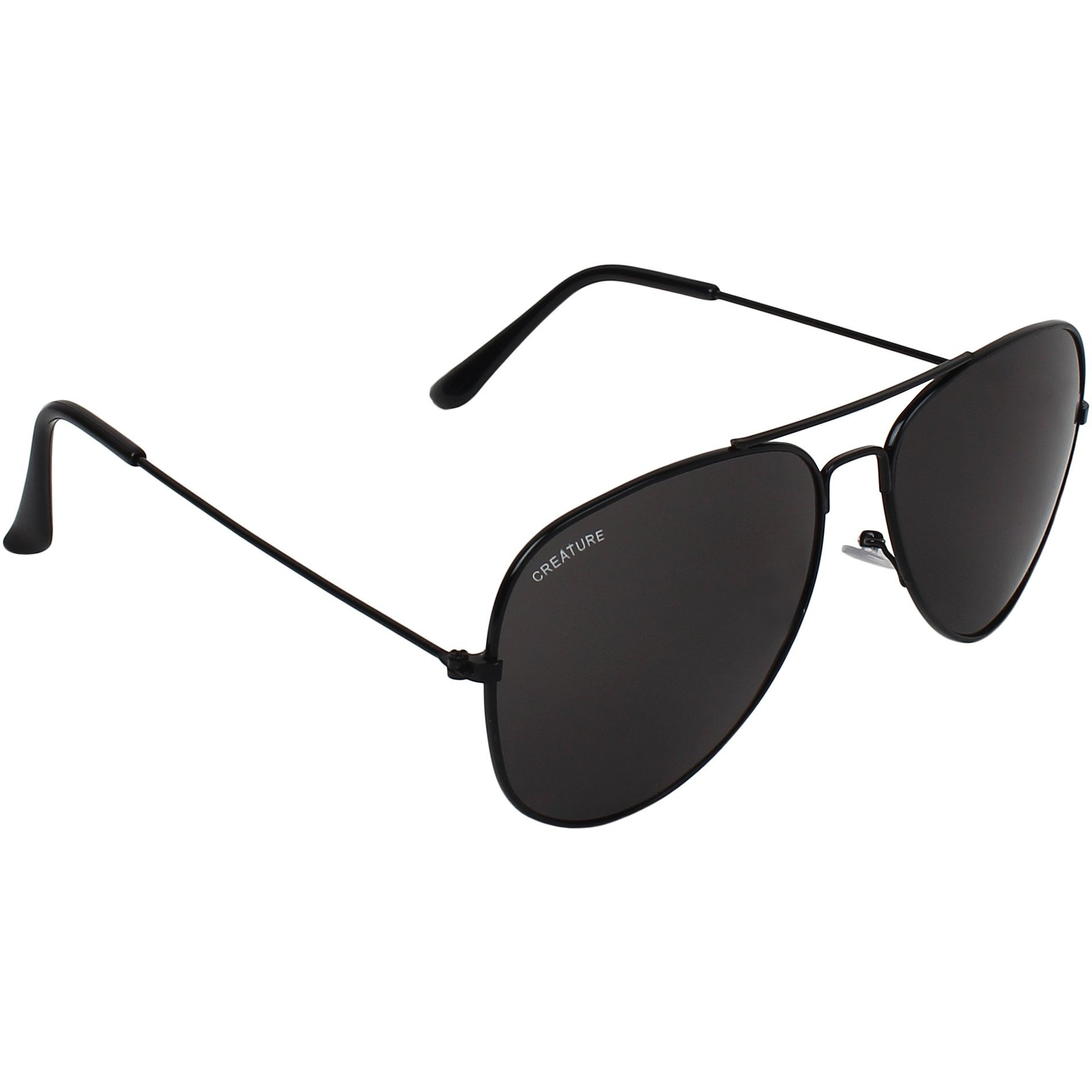 CREATURE Unisex Non Polarization Aviator Sunglasses Black Frame, Black Lens (M) - Pack Of 1
