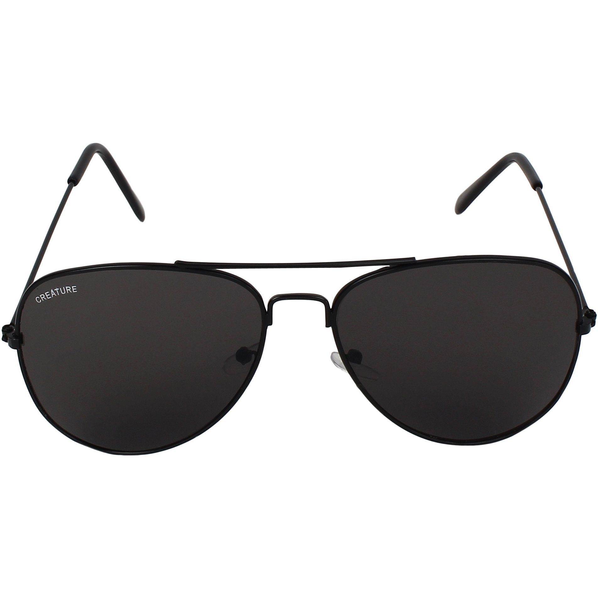 CREATURE Unisex Non Polarization Aviator Sunglasses Black Frame, Black Lens (M) - Pack Of 1