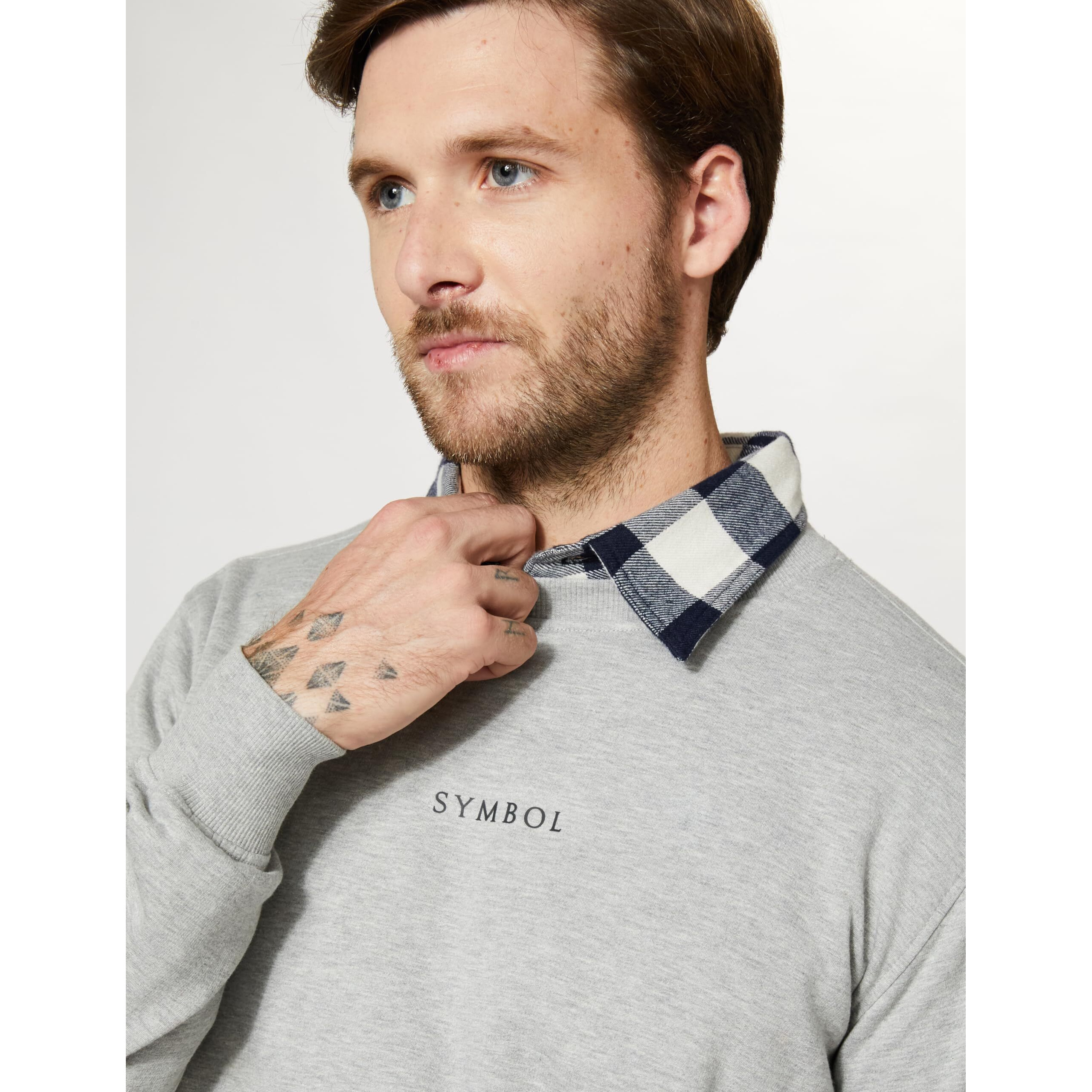 Amazon Brand - Symbol Men's Cotton Blend Crew Neck Sweatshirt(SY-A22-SW-16_Lt Grey Mel_L_Lt Grey Mel_L)