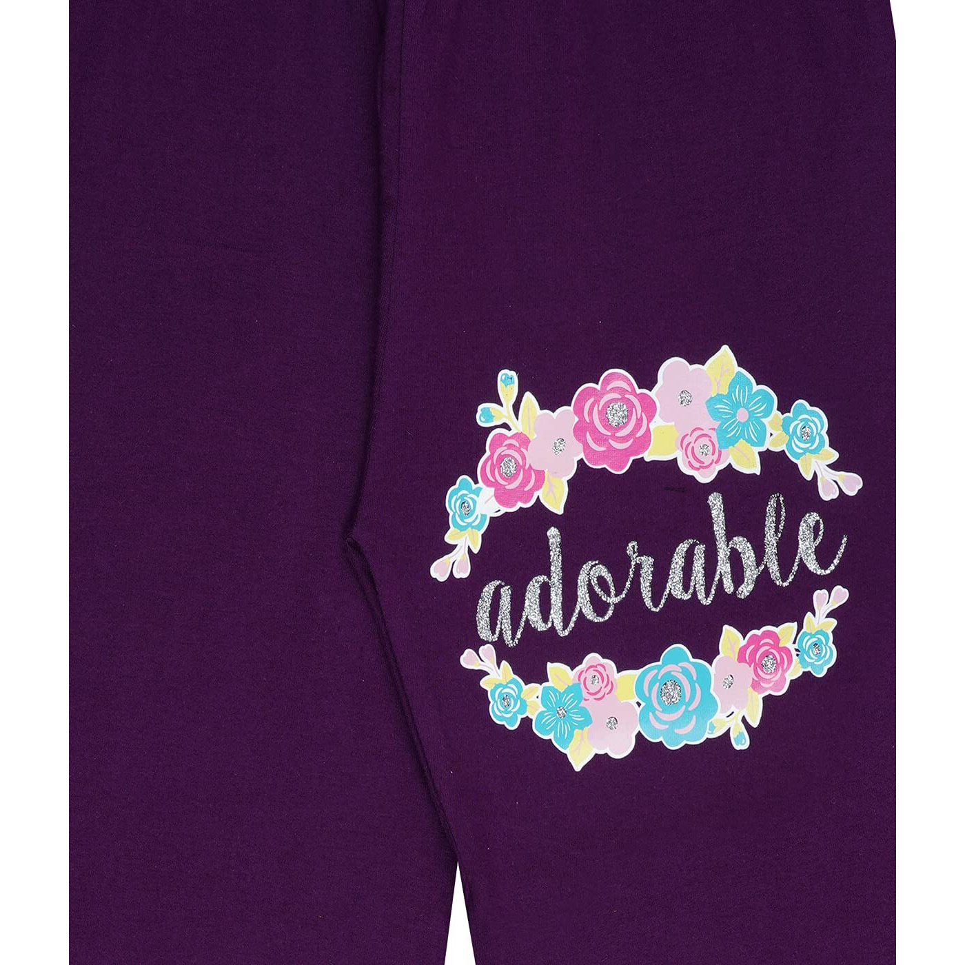 KYDA KIDS 100% Girls Cotton Printed Track Pants (Pack of 3)
