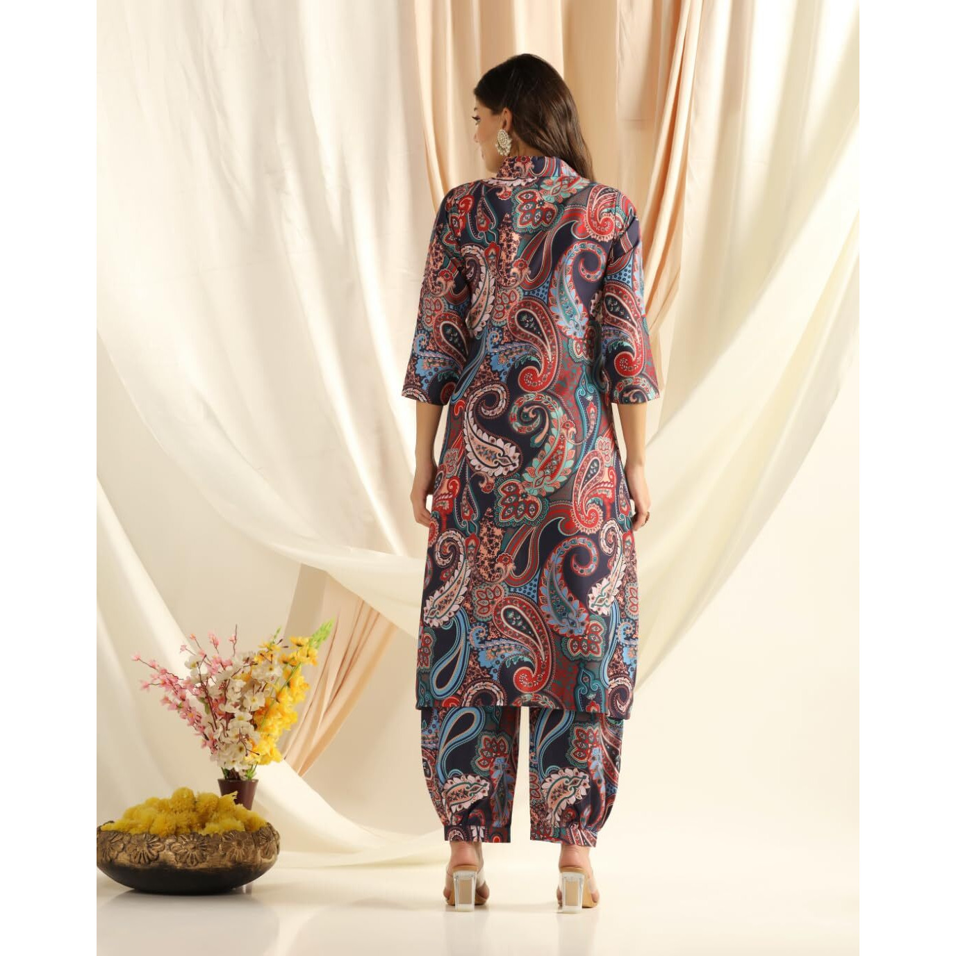 Leriya Fashion Ethnic Co Ord Set | Casual Wear Pant Top Set | Fancy Co-Ord Set | Full Pair Set | Women Kurta Sets Kurtis | Women Kurta Pant Set | Coord Sets for Women (Large, Blue)