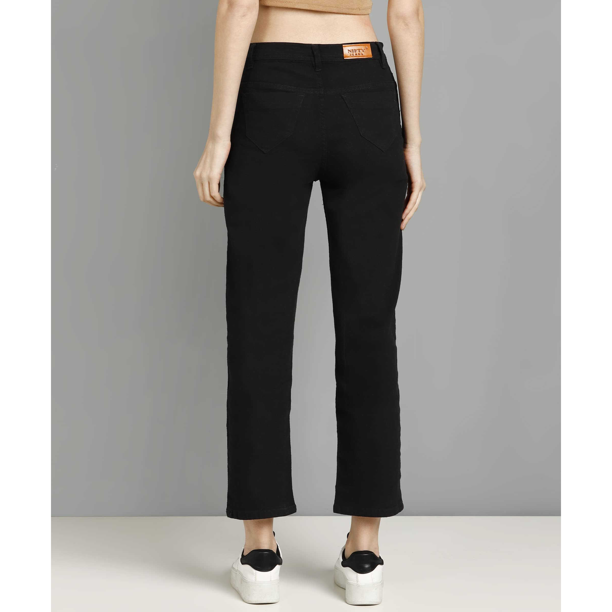 Nifty Women's Denim Straight Fit Boyfriend Jeans (Jean_1439_BLK_36_Black_36)