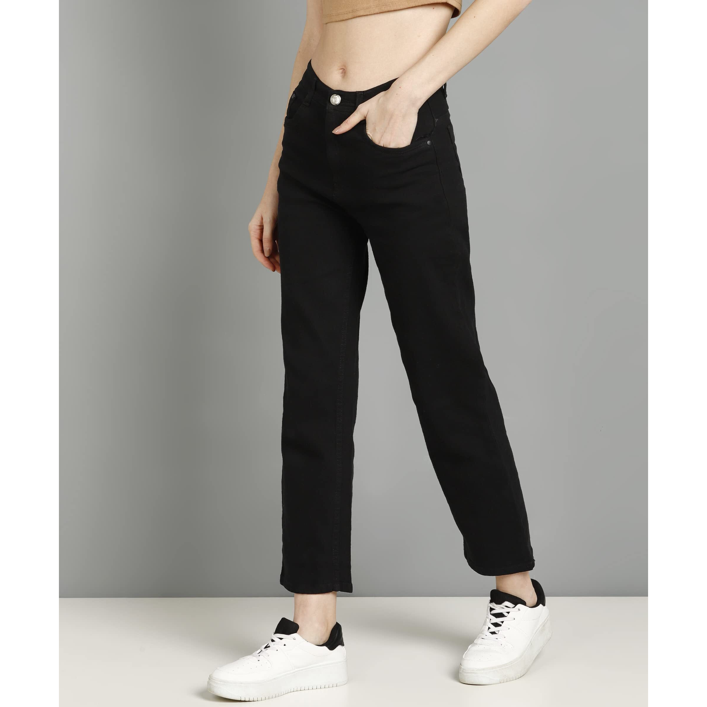 Nifty Women's Denim Straight Fit Boyfriend Jeans (Jean_1439_BLK_36_Black_36)