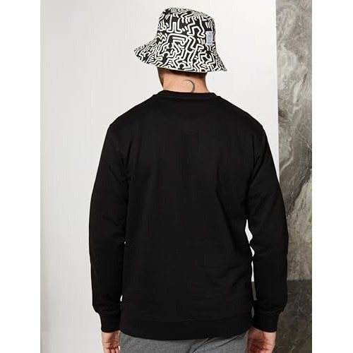 Amazon Brand - Symbol Men's Regular Cotton Blend Crew Neck Sweatshirt(SY-A22-SW-16_Jet Black_2XL_Jet Black_2XL)