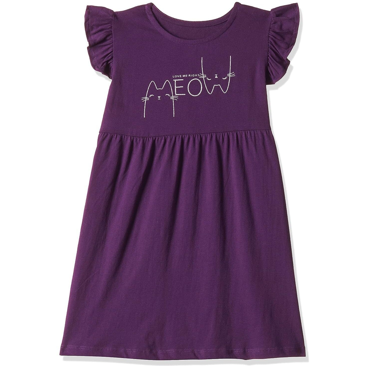T2F Girl's Cotton A-Line Knee-Length Casual Dress (DRZ3P02_Navy+Fusia+Purple