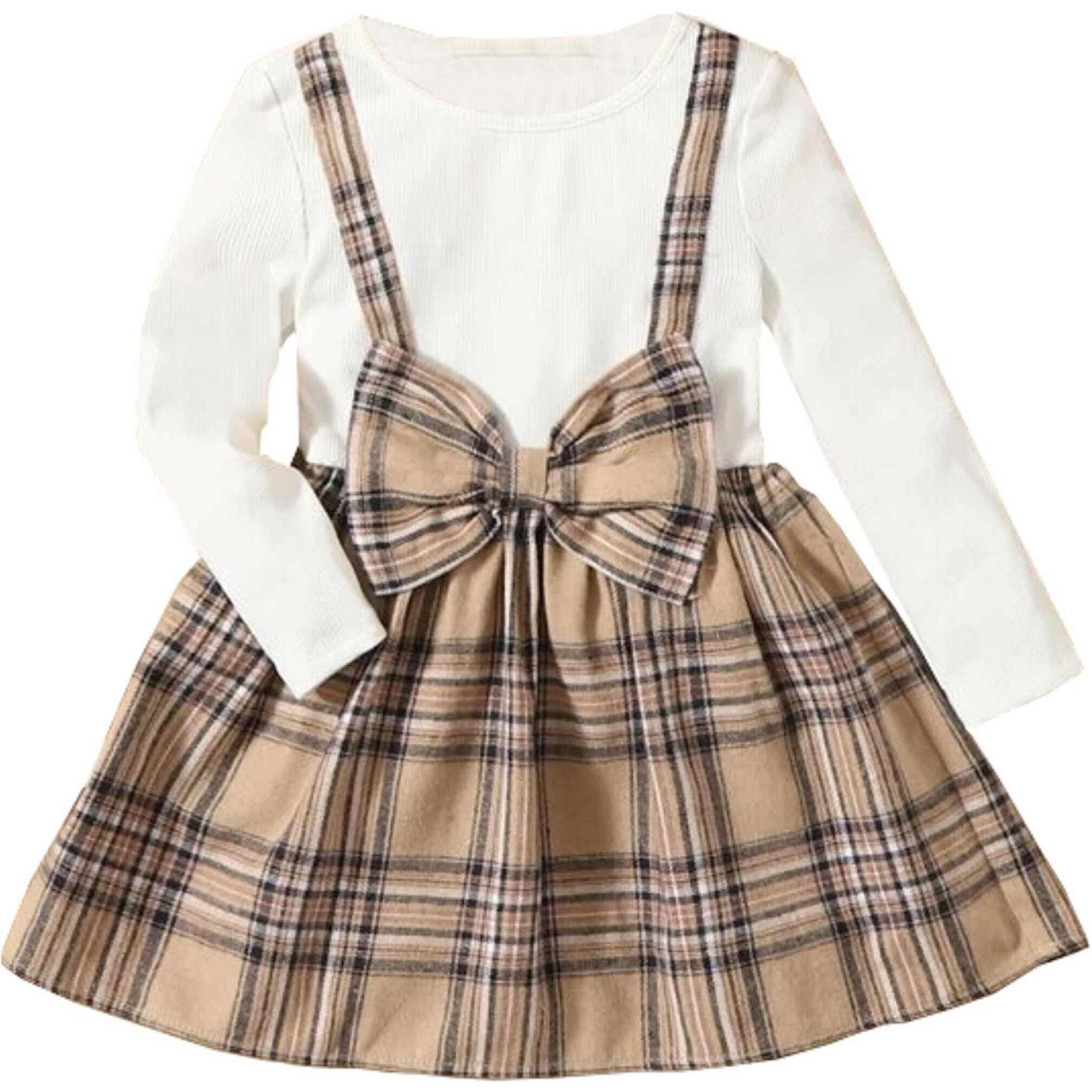 TAGAS Baby-Girl's Polyester Blend A-Line Knee-Length Dress (KD-137-WHITE-1_White_12 Months-24 Months)