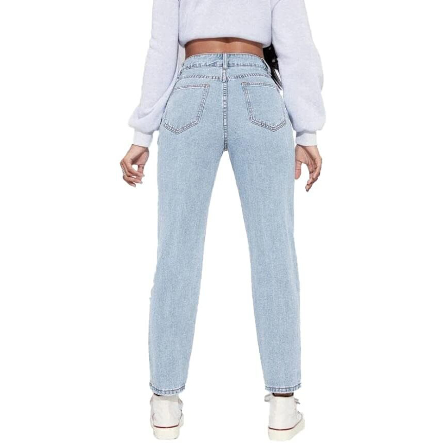 KOTTY Women High Rise Cotton Lycra Ankle Length Slim fit Light Blue Solid Jeans (Light Blue,26)