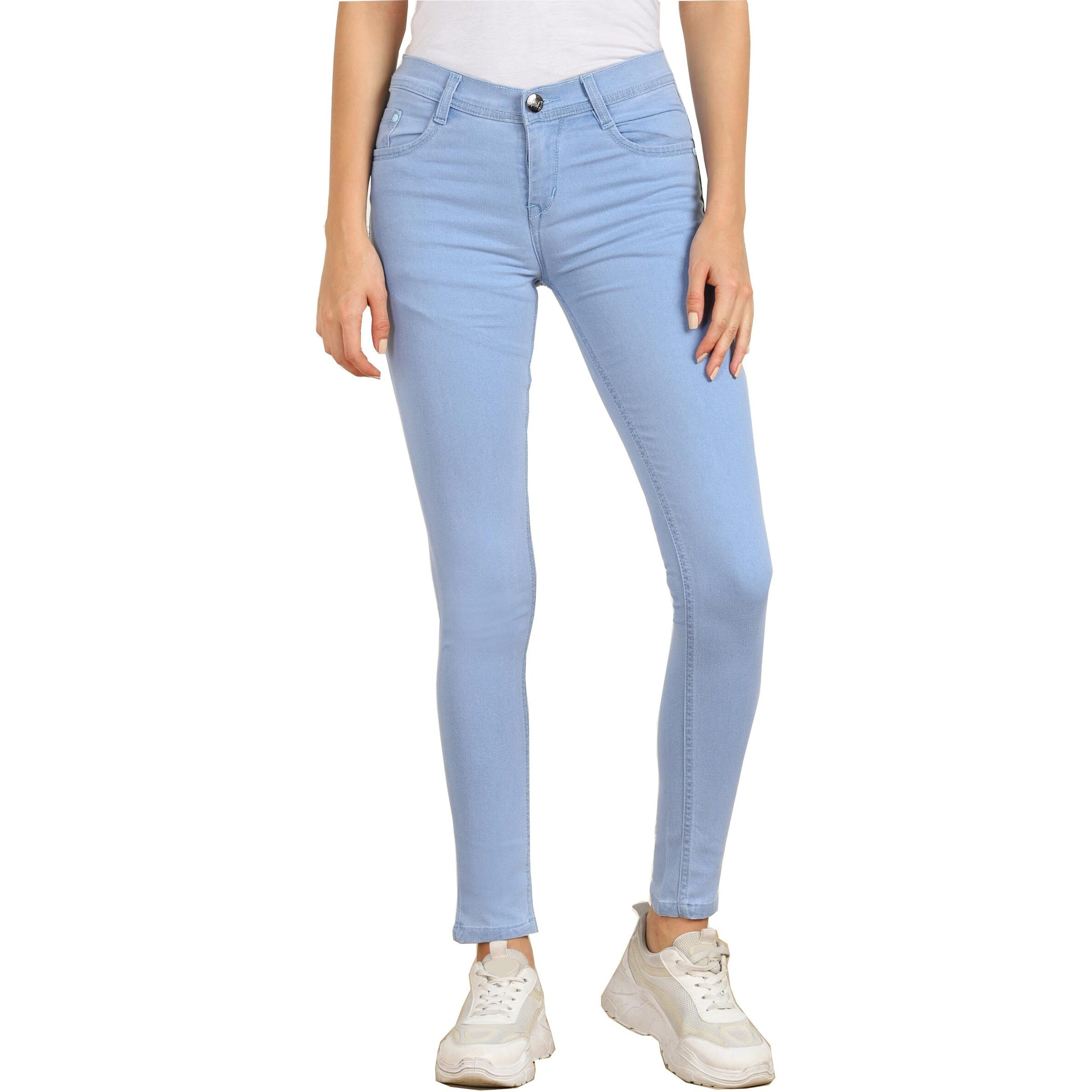 Nifty Women's Denim Stretchable Slim Fit Jeans (Jean_PLN_Sky Blue_38)
