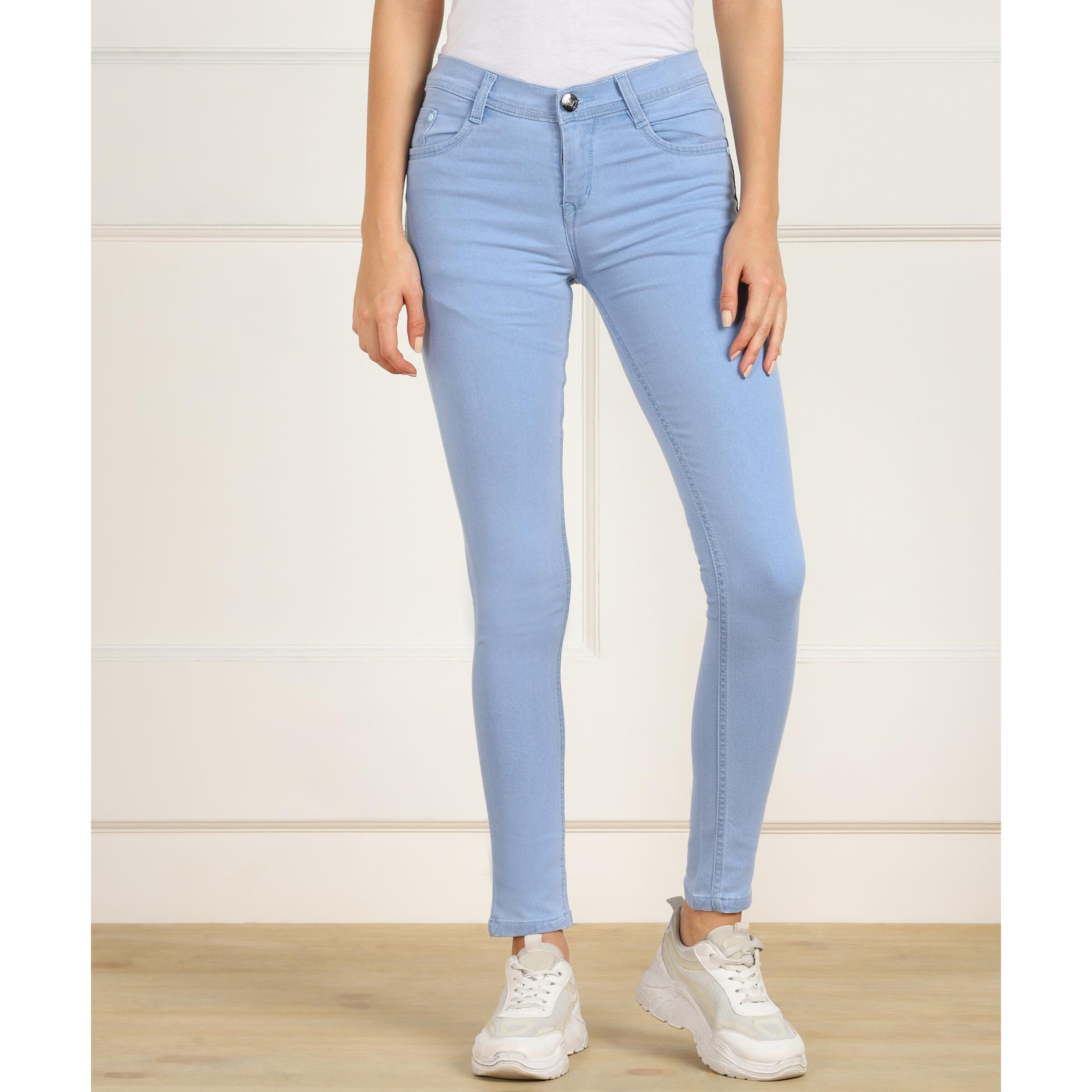 Nifty Women's Denim Stretchable Slim Fit Jeans (Jean_PLN_Sky Blue_28)