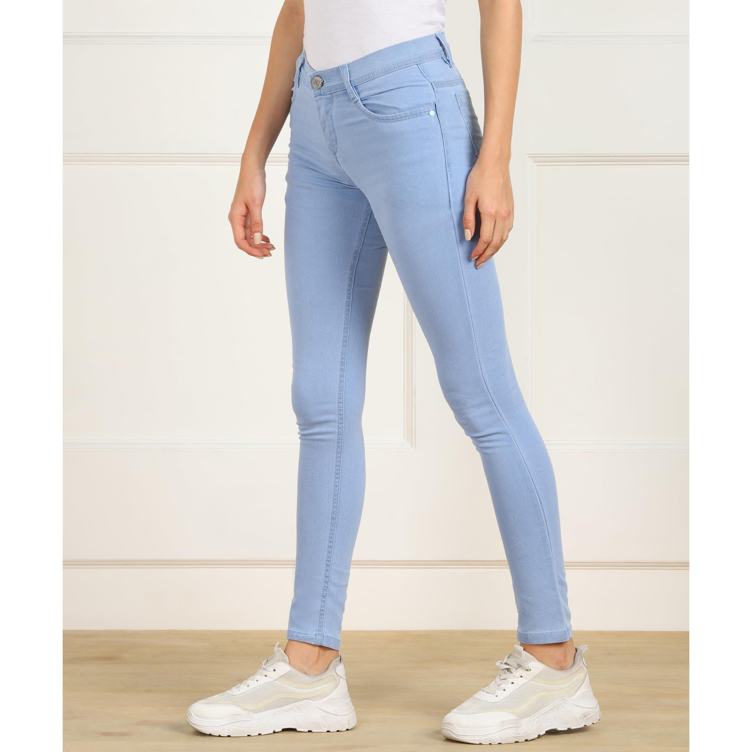 Nifty Women's Denim Stretchable Slim Fit Jeans (Jean_PLN_Sky Blue_28)